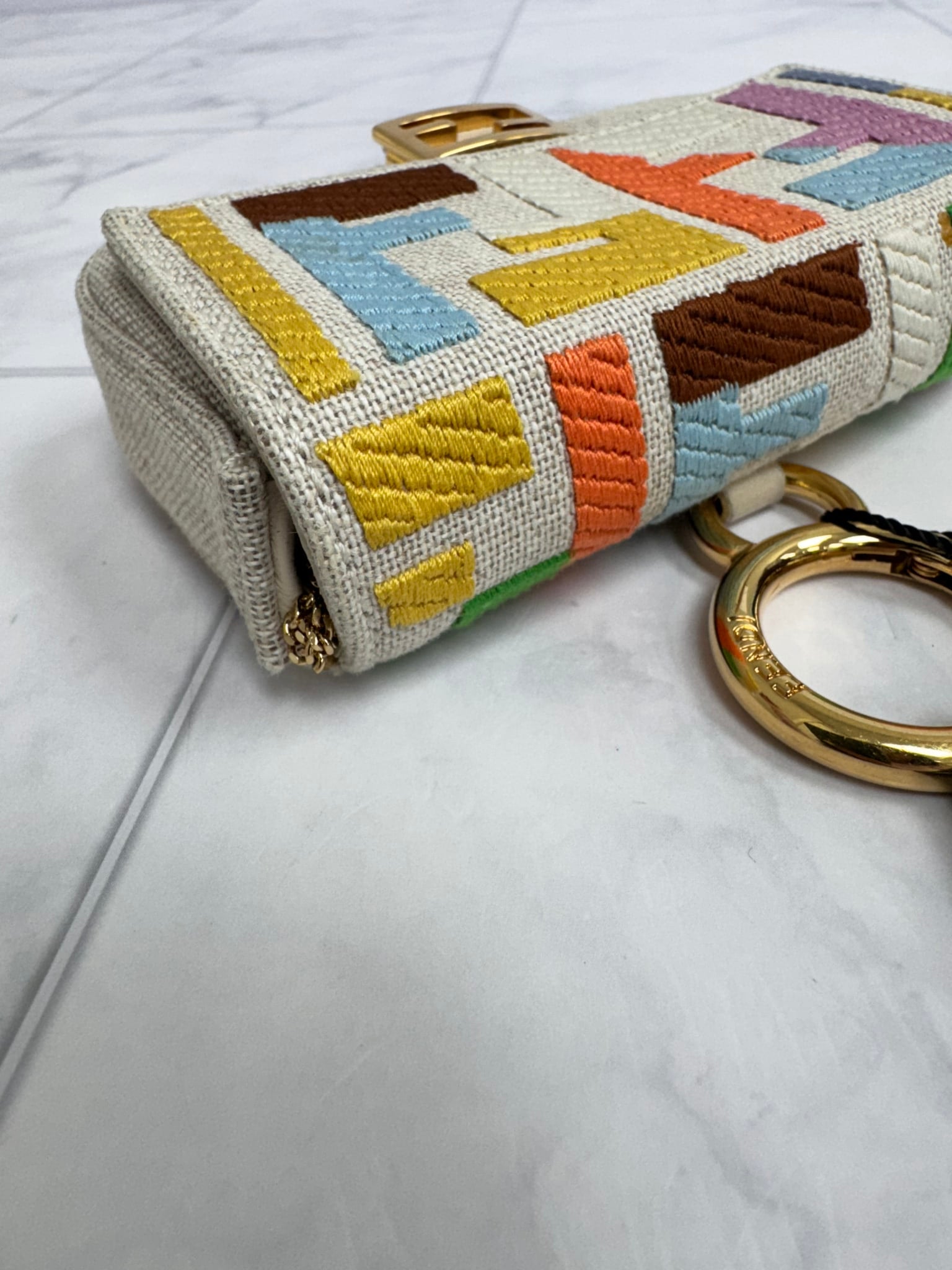 Fendi Multicolor Zucca Beige Nano Baguette