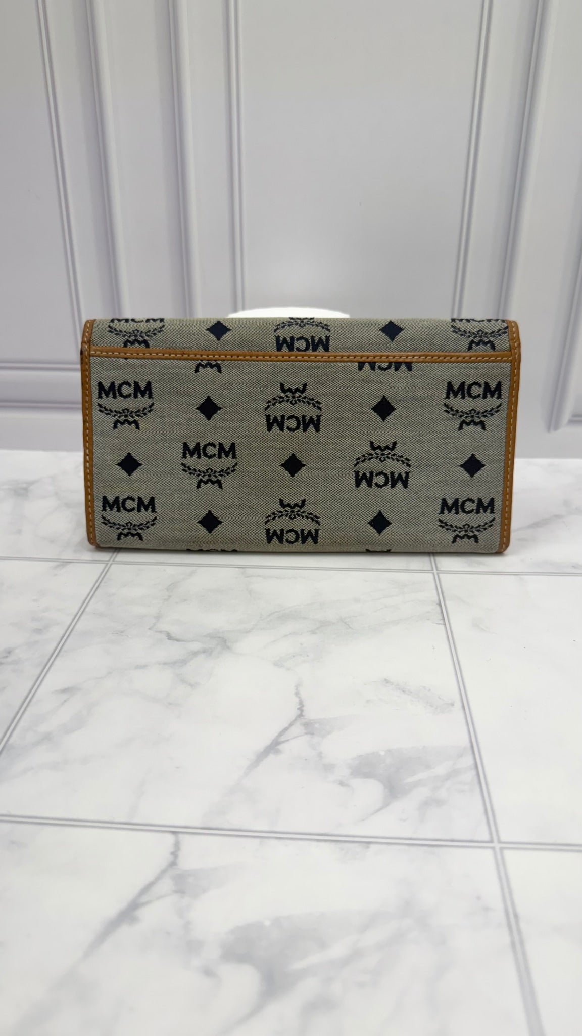 MCM Blue Denim & Brown Leather Long Wallet