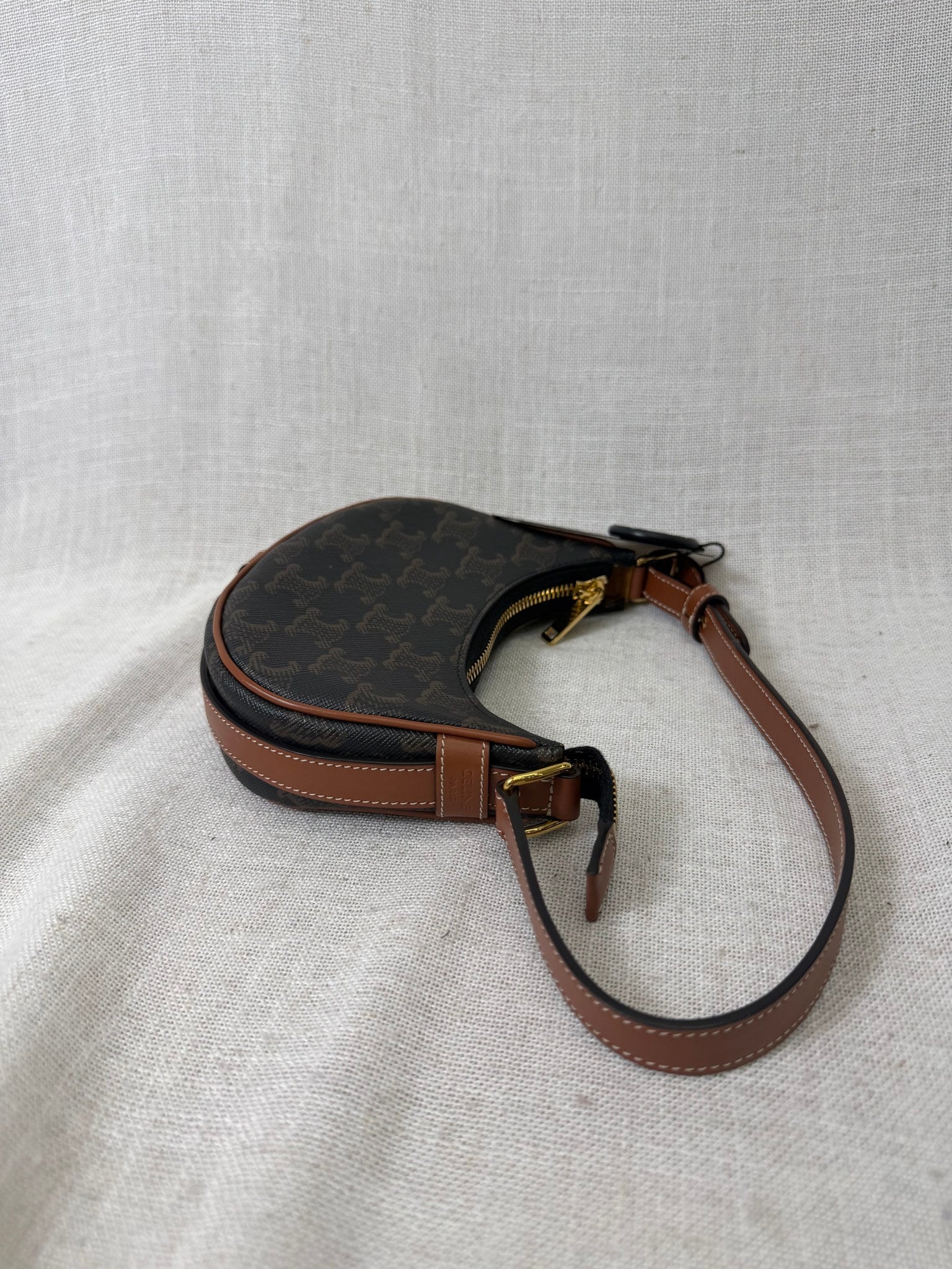 Celine Brown Coated Canvas Mini Ava Shoulder Bag 