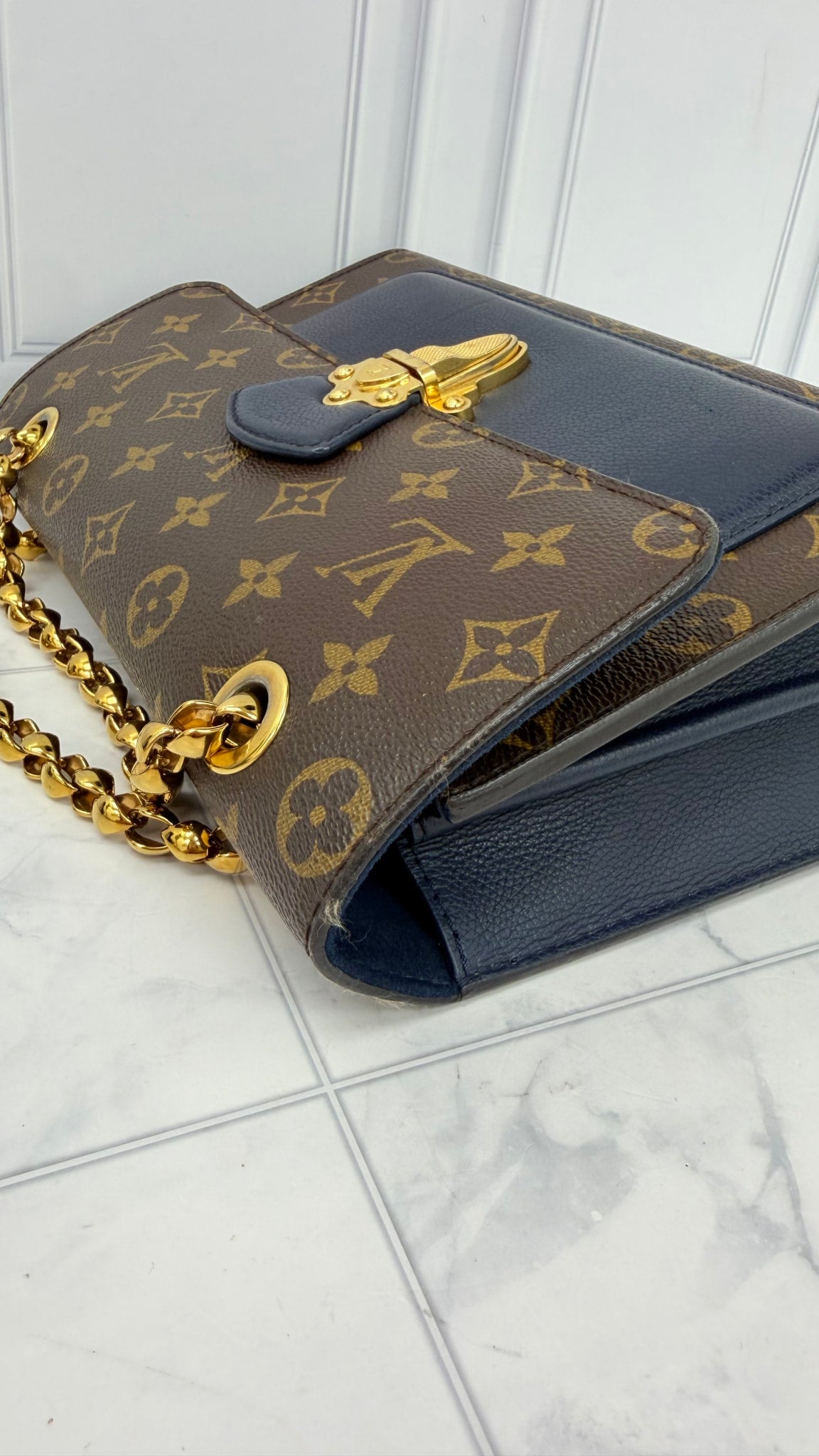 Louis Vuitton Navy Blue Monogram Victoire Chain Shoulder Bag 