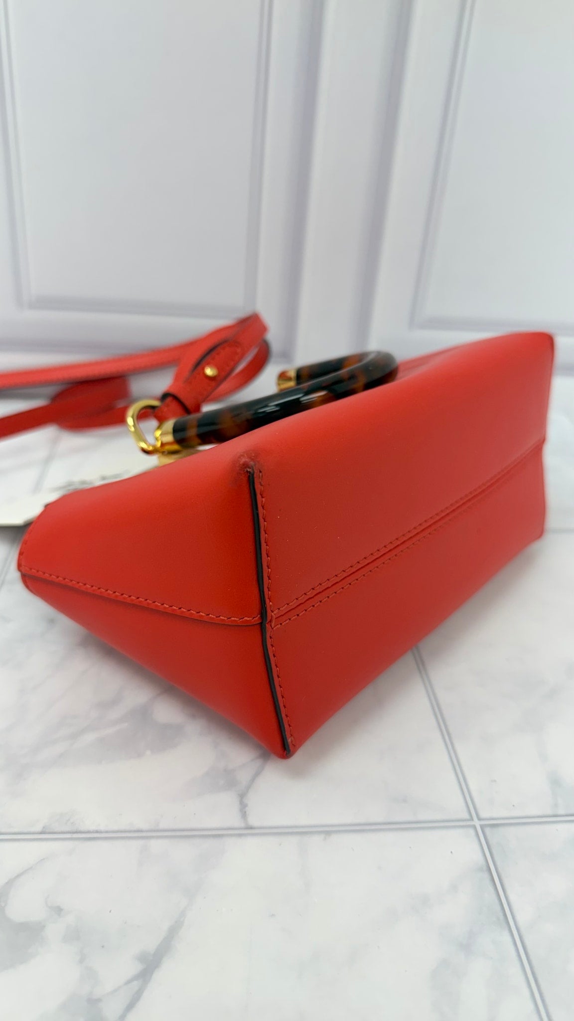 Fendi Red Leather Mini By The Way Boston Bag 
