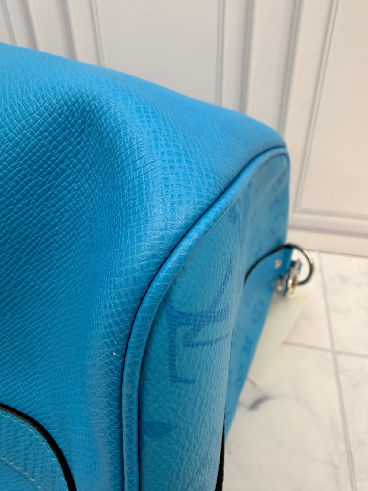 Louis Vuitton Blue Leather Keepall Bandouliere 50 Duffle Bag