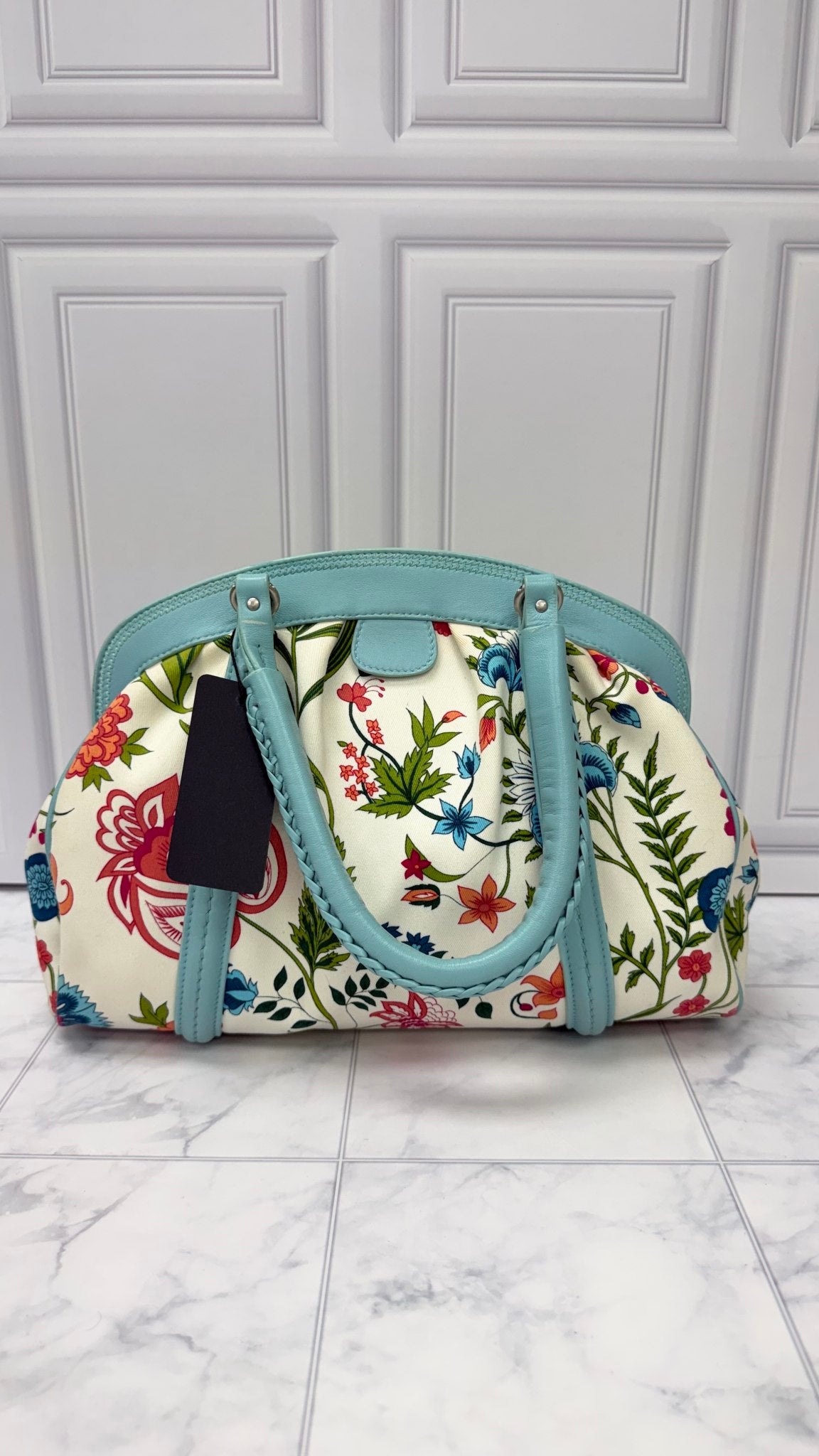 Christian Dior Blue And White Floral Canvas My Dior Handbag 