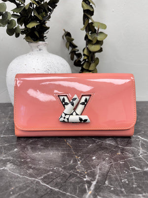 Louis Vuitton Pink Vernis Twist Long Wallet