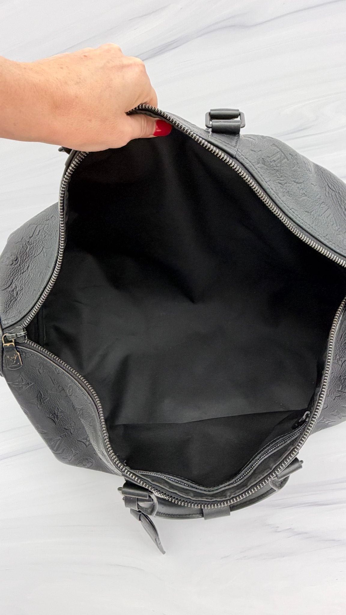 Louis Vuitton Black Monogram Shadow Keepall Bandouliere 50 Duffle Bag