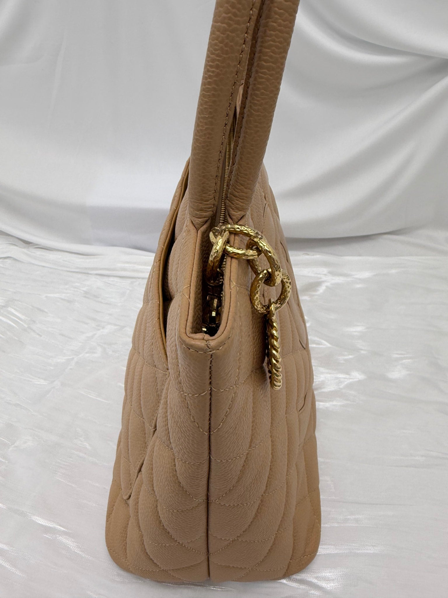 Chanel Beige Caviar Quilted Medallion Tote Bag