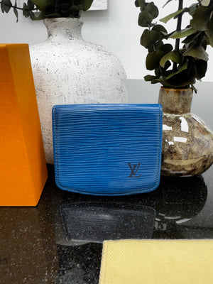Louis Vuitton Blue Epi Leather Toledo Collapsible Mini Boite Coin Case