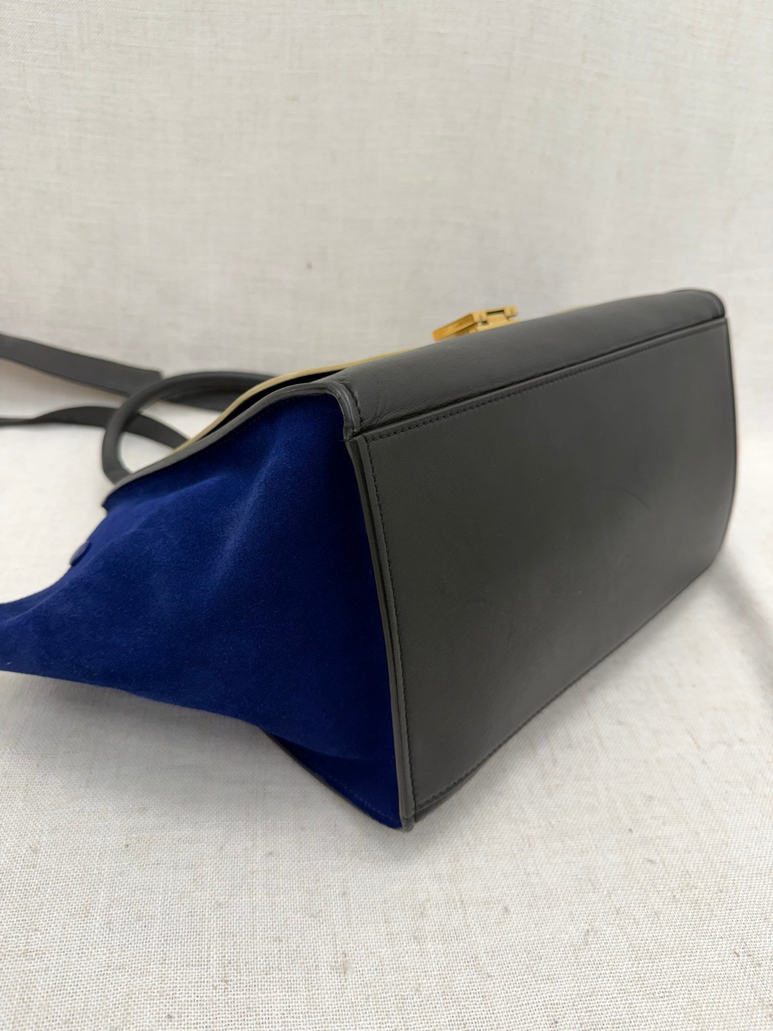 Celine Tri Colore Suede & Leather Medium Trapeze Handbag