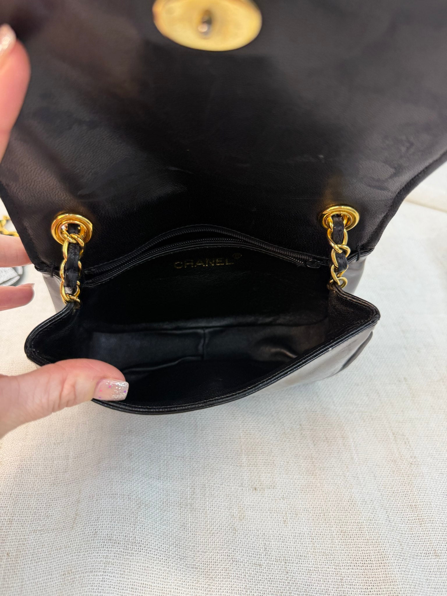 Chanel Black Patent Leather Single Flap Mini Crossbody Bag