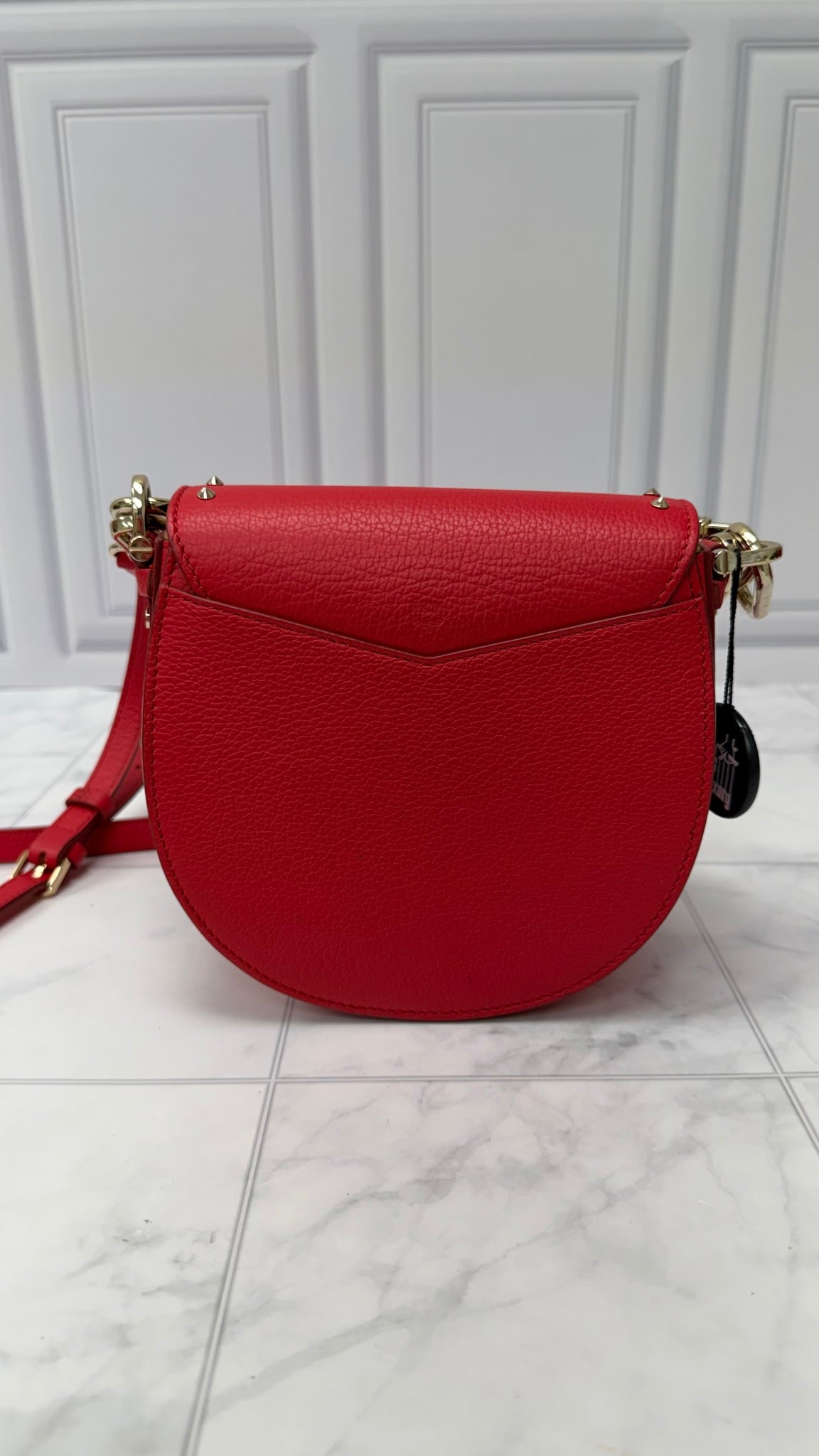 MCM Red Leather Studded Patricia 2way Bag