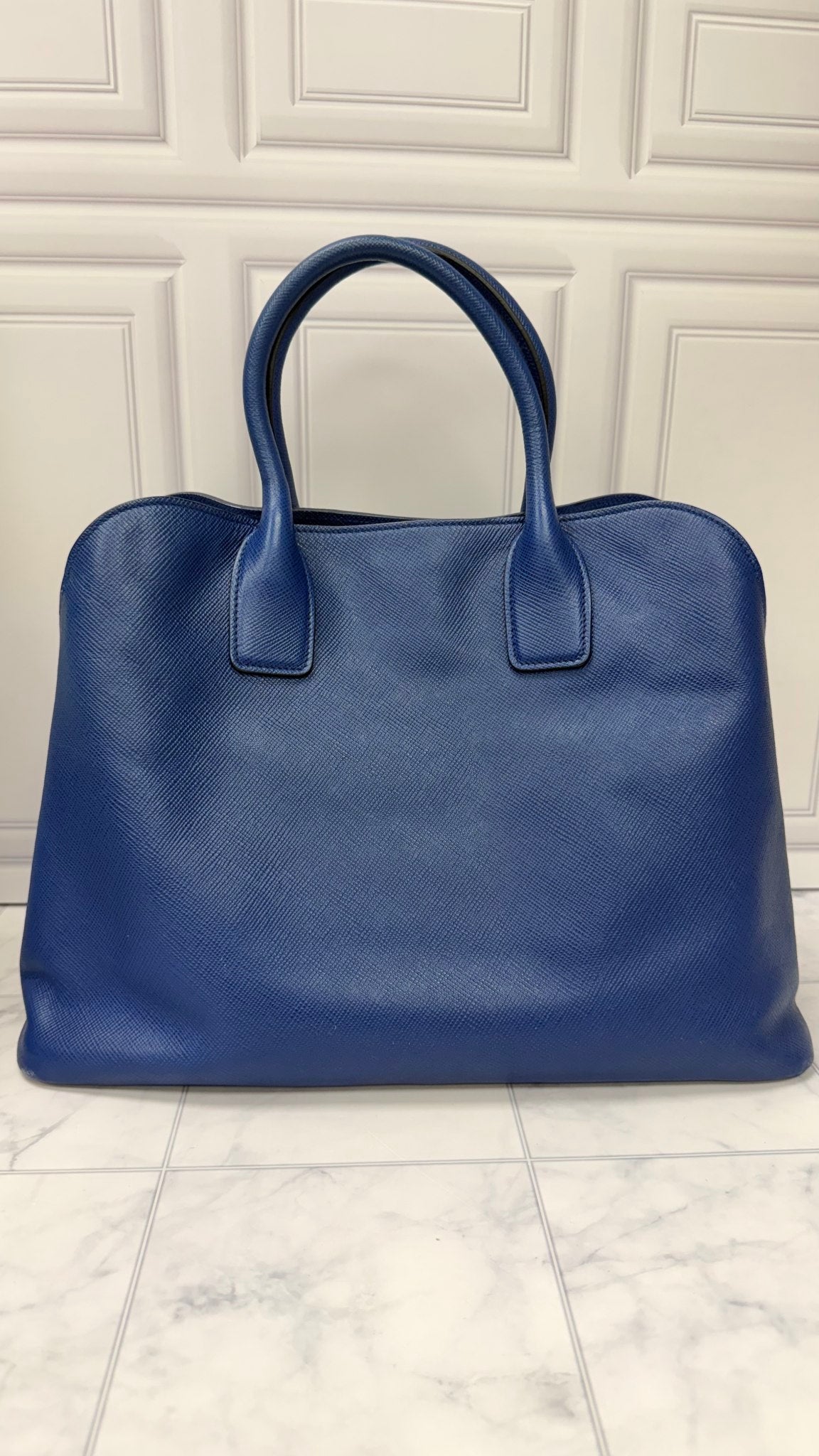 Prada Blue Saffiano Leather Handbag