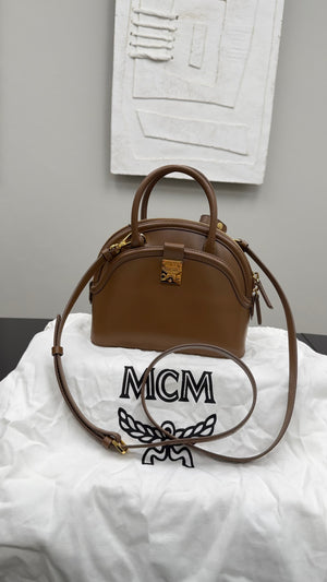 BRAND NEW- MCM Brown Leather Dome 2Way Bag