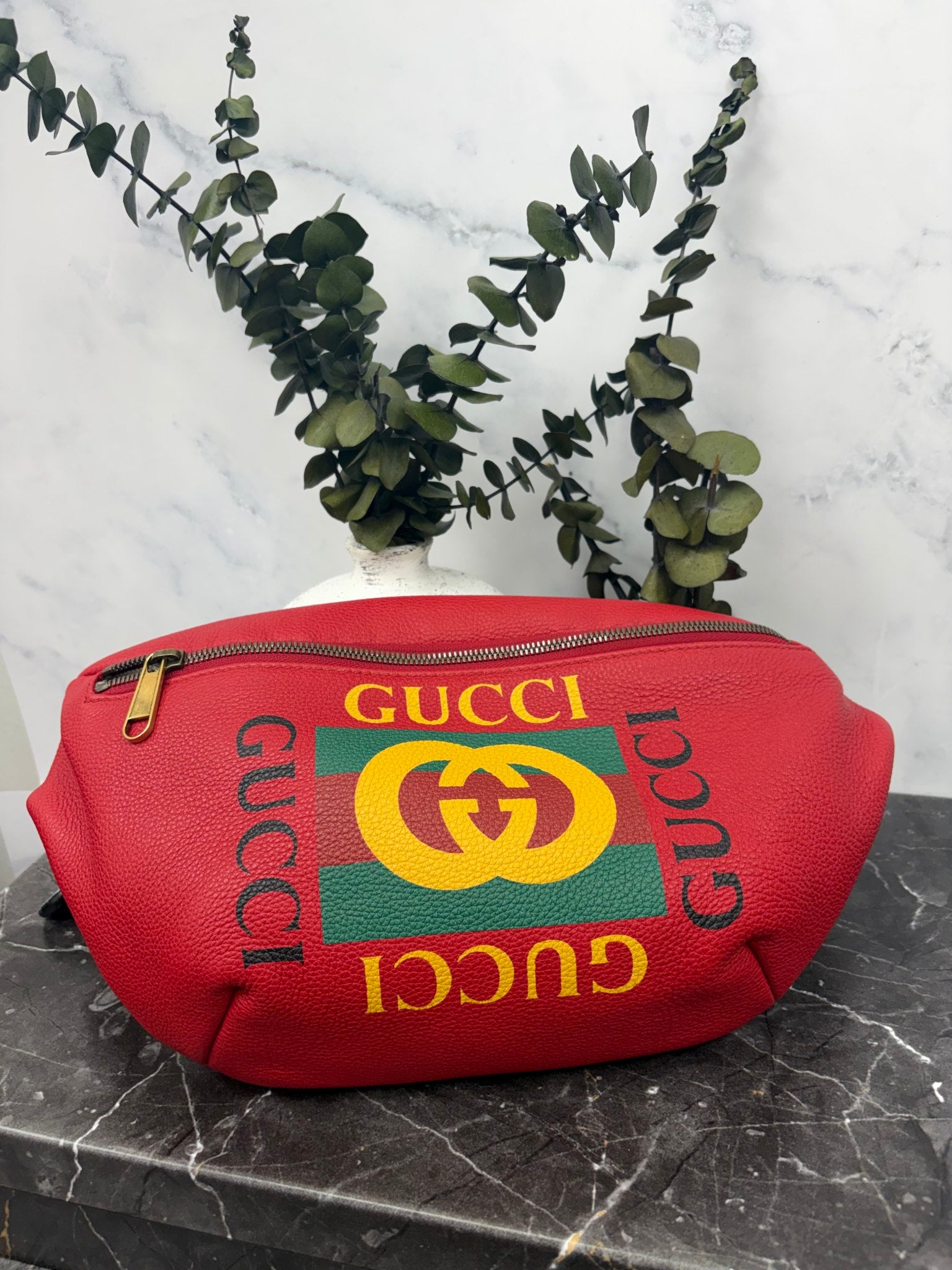 Gucci Red Leather Belt Bag