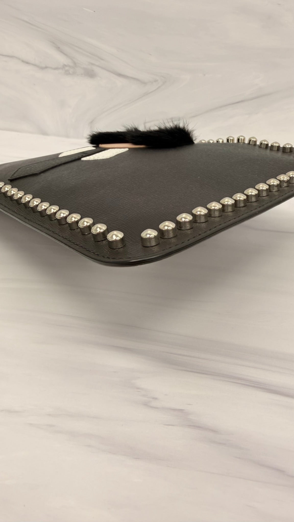 LIKE NEW - Fendi Black Saffiano Leather Karlito Clutch