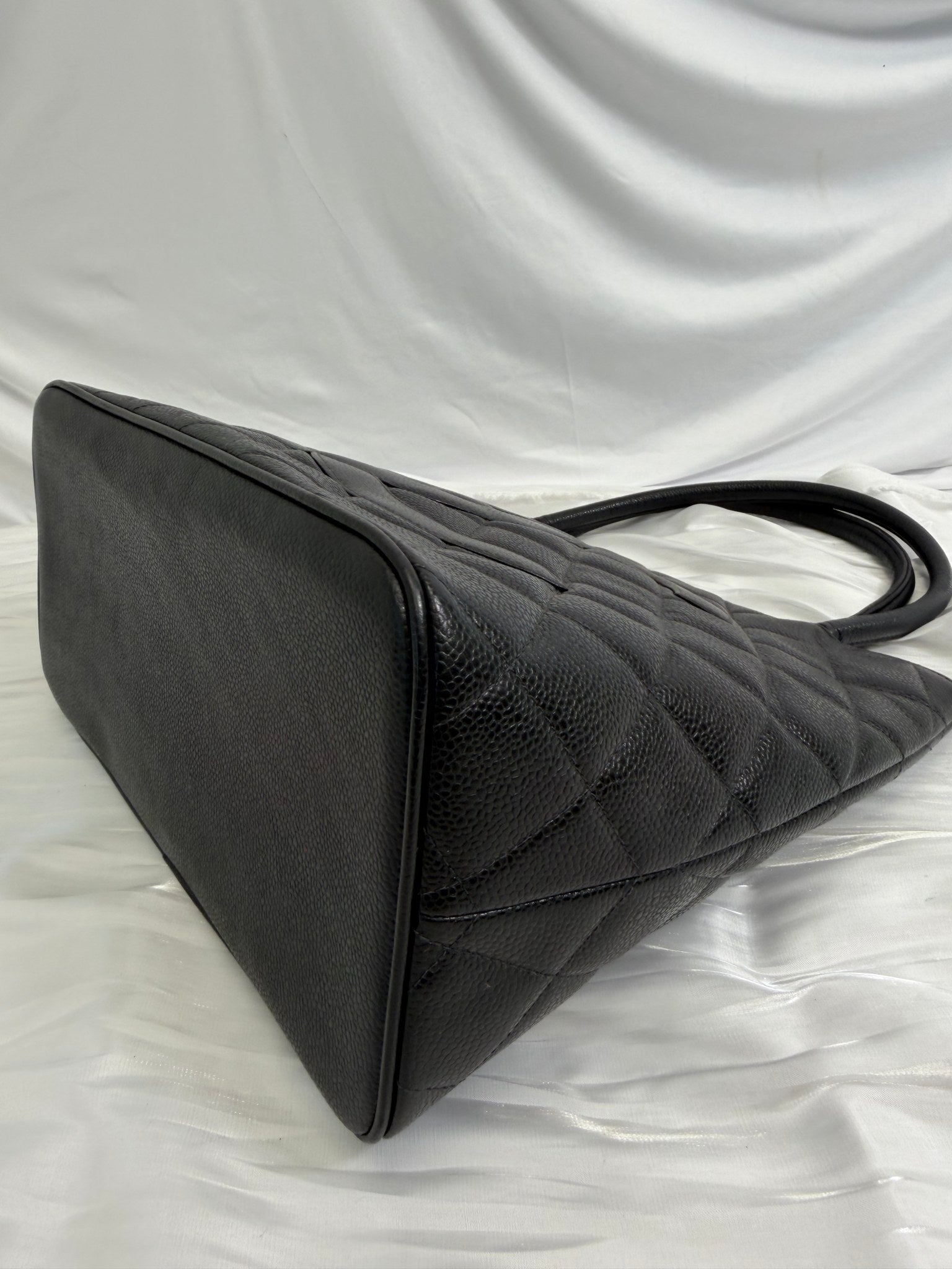 Chanel Black Quilted Caviar Medallion Tote Bag