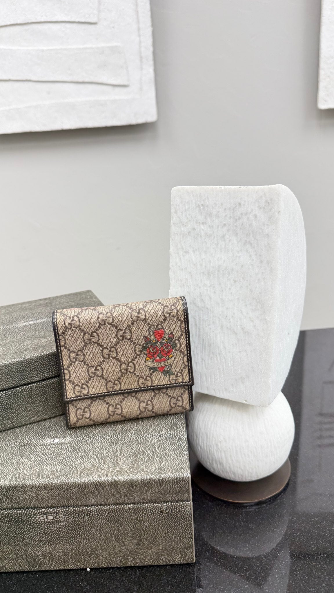 Gucci GG Supreme Tattoo Heart Compact Wallet