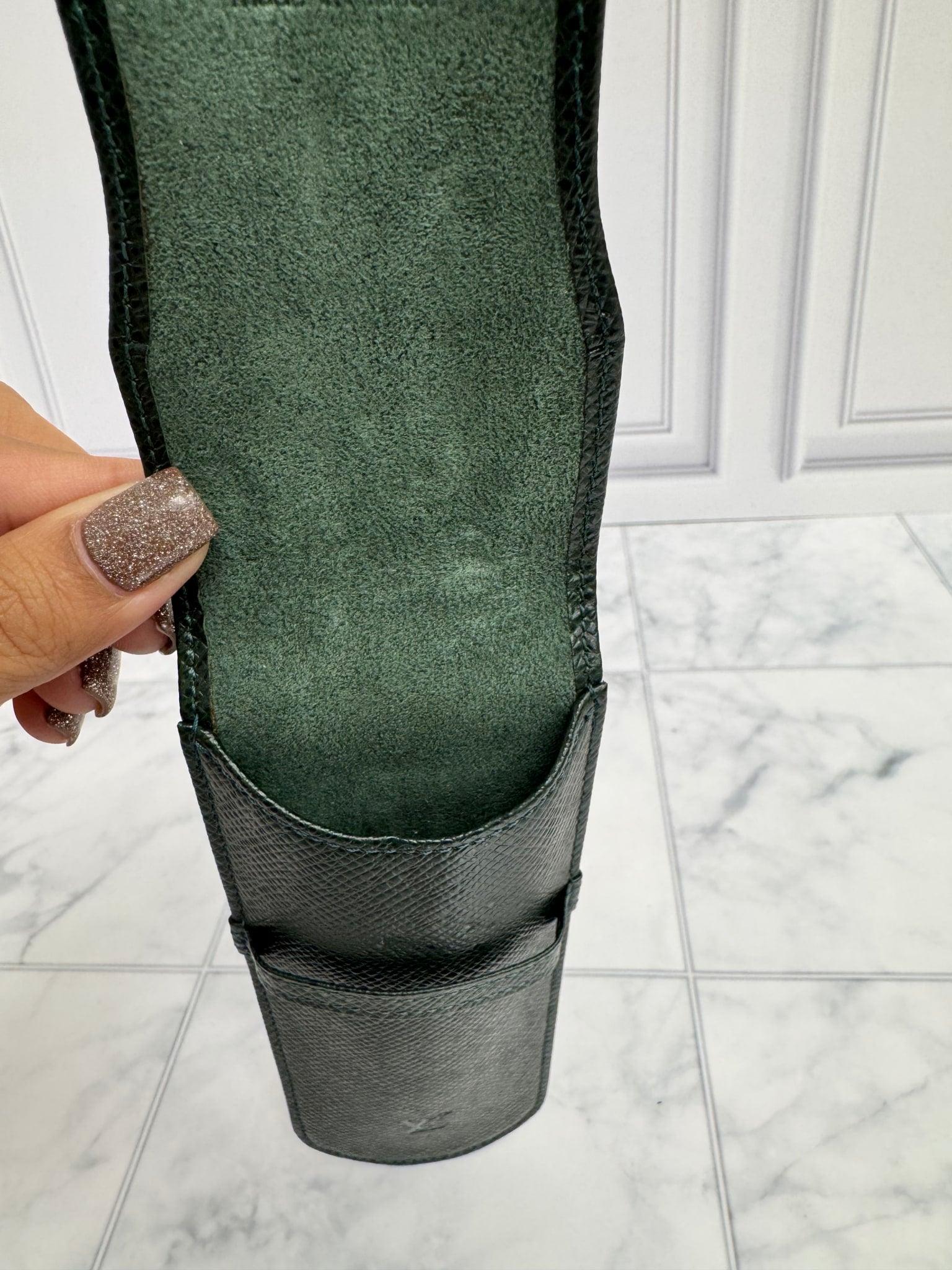 Louis Vuitton Green Taiga Leather Pen Case
