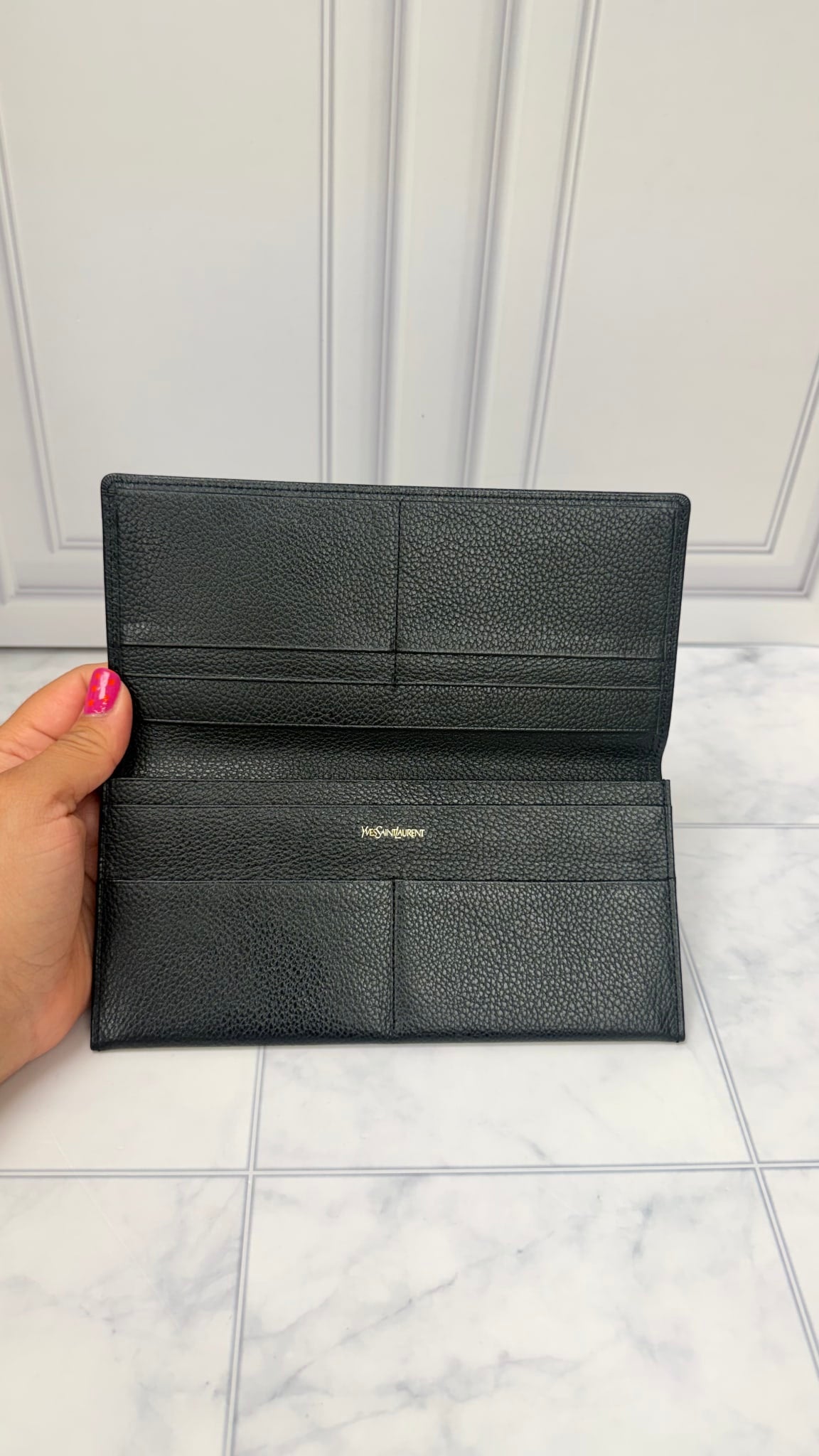 Saint Laurent YSL Black Grained Leather Wallet