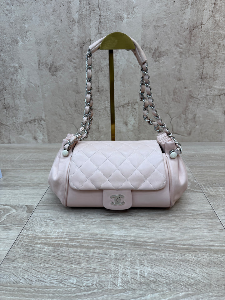 Chanel Pink Calfskin Quilted Accordion Flap Bag