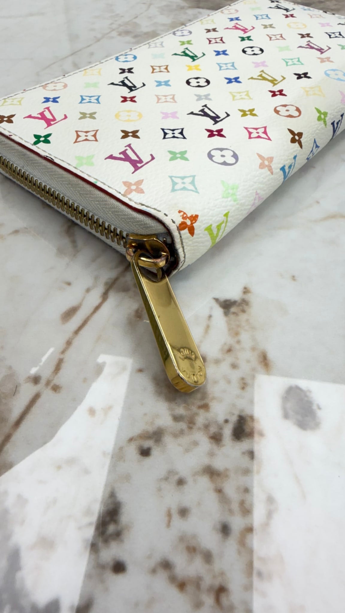 Louis Vuitton White Multicolor Monogram Zippy Wallet