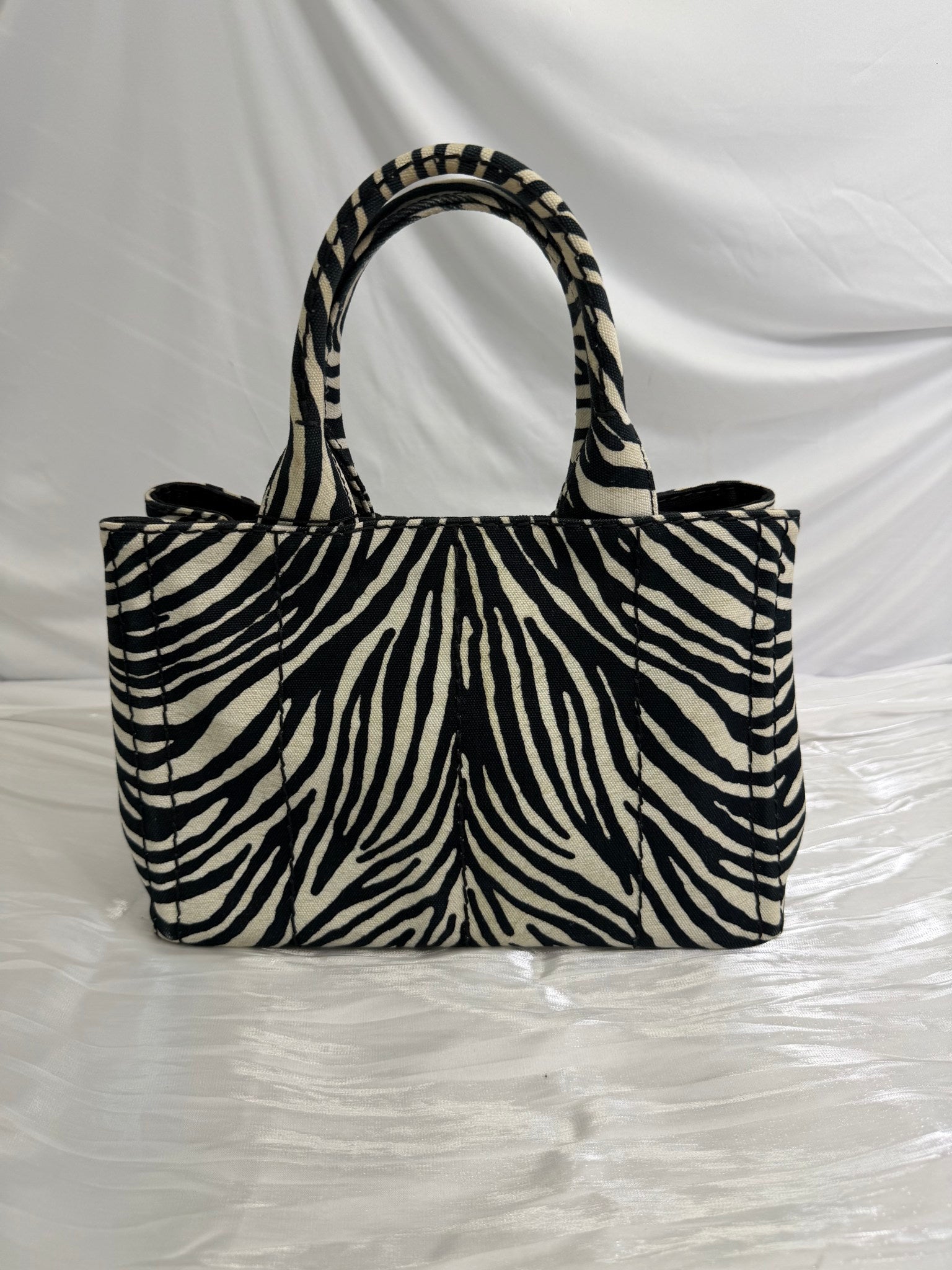 Prada Zebra Print Canvas Small Canapa Bag