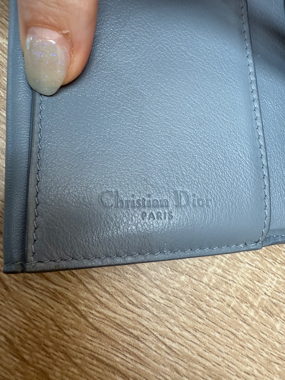 Christian Dior Blue Cannage Patent Leather Compact Wallet