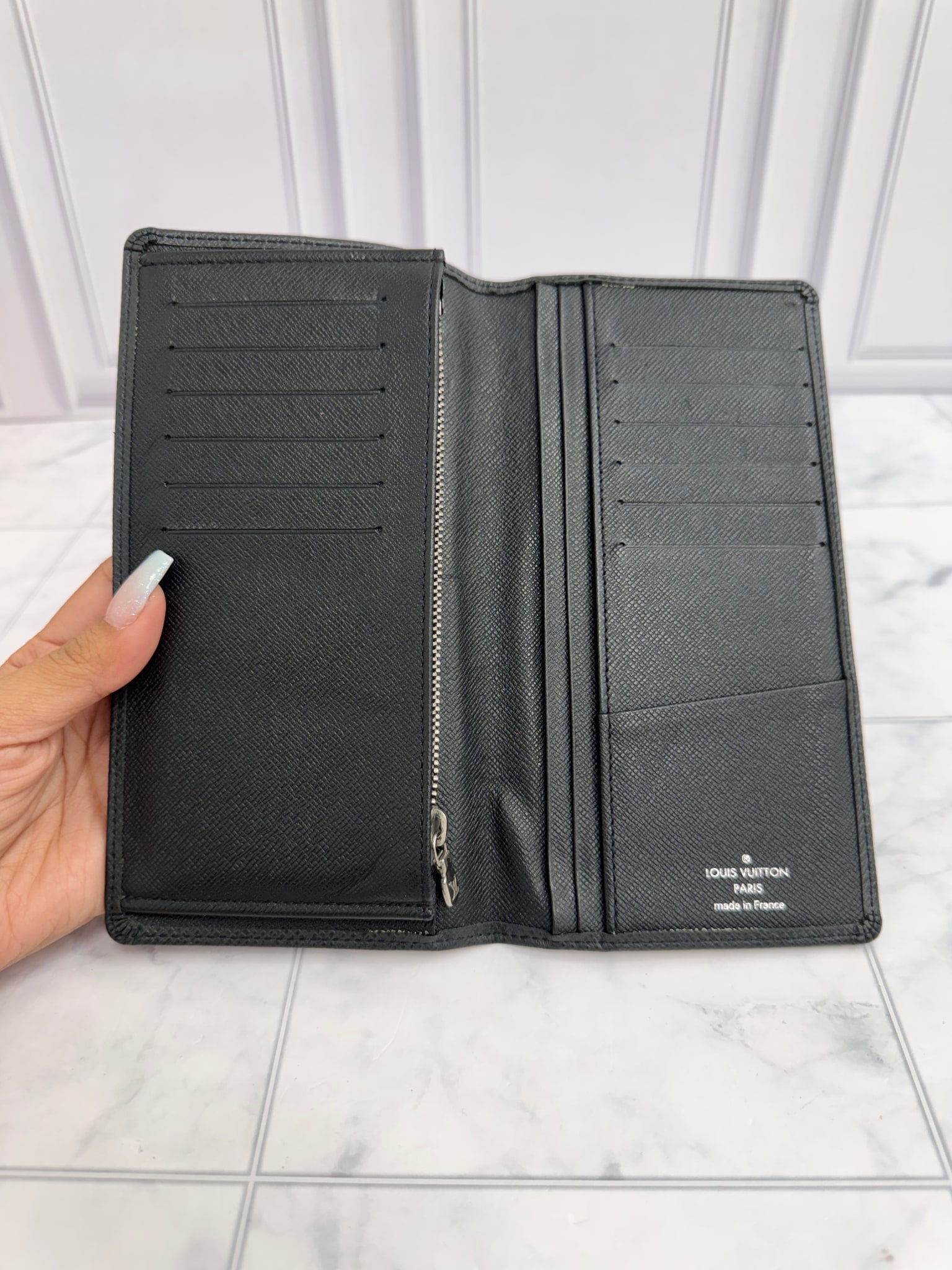 Louis Vuitton Black Taiga Brazza Wallet