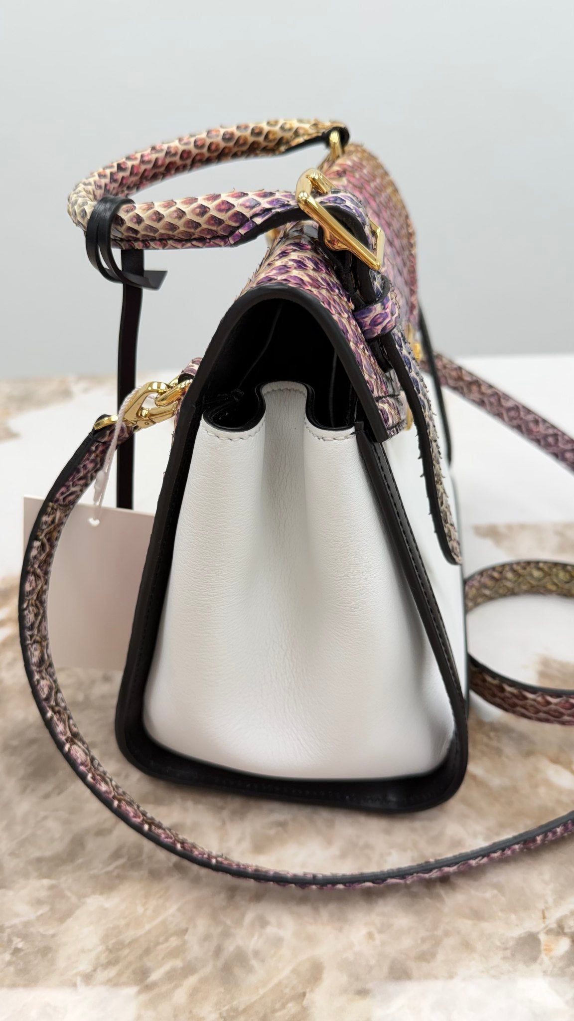 Louis Vuitton White & Black Leather with Rainbow Python Arch 2way Bag