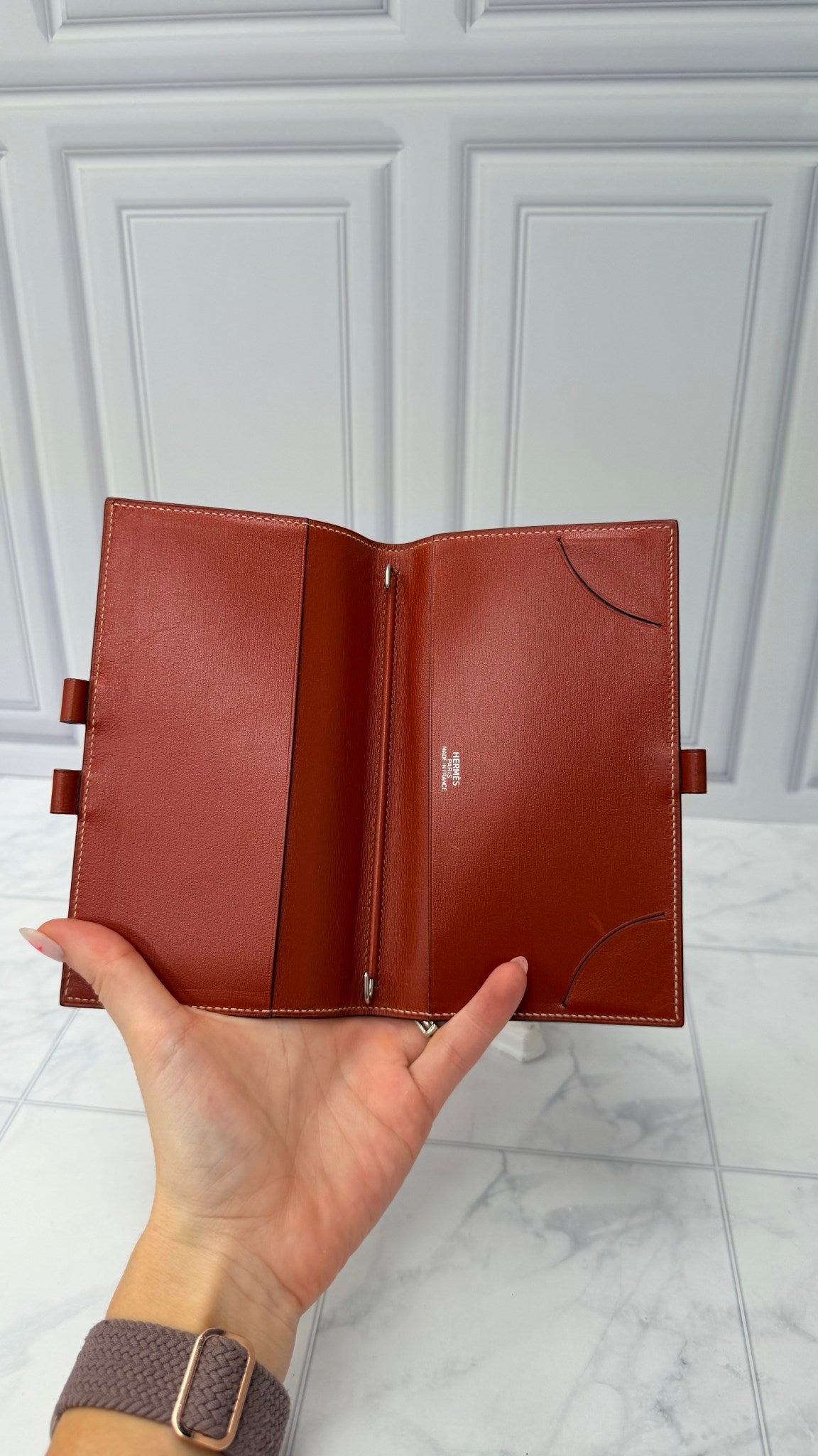 Hermes Cognac Leather Passport Agenda