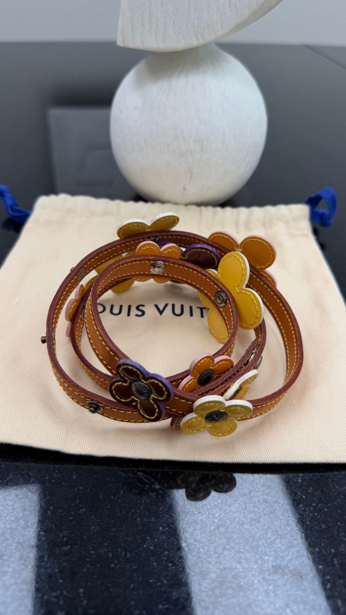 Louis Vuitton Vernis Flowers & Leather Lexington Belt