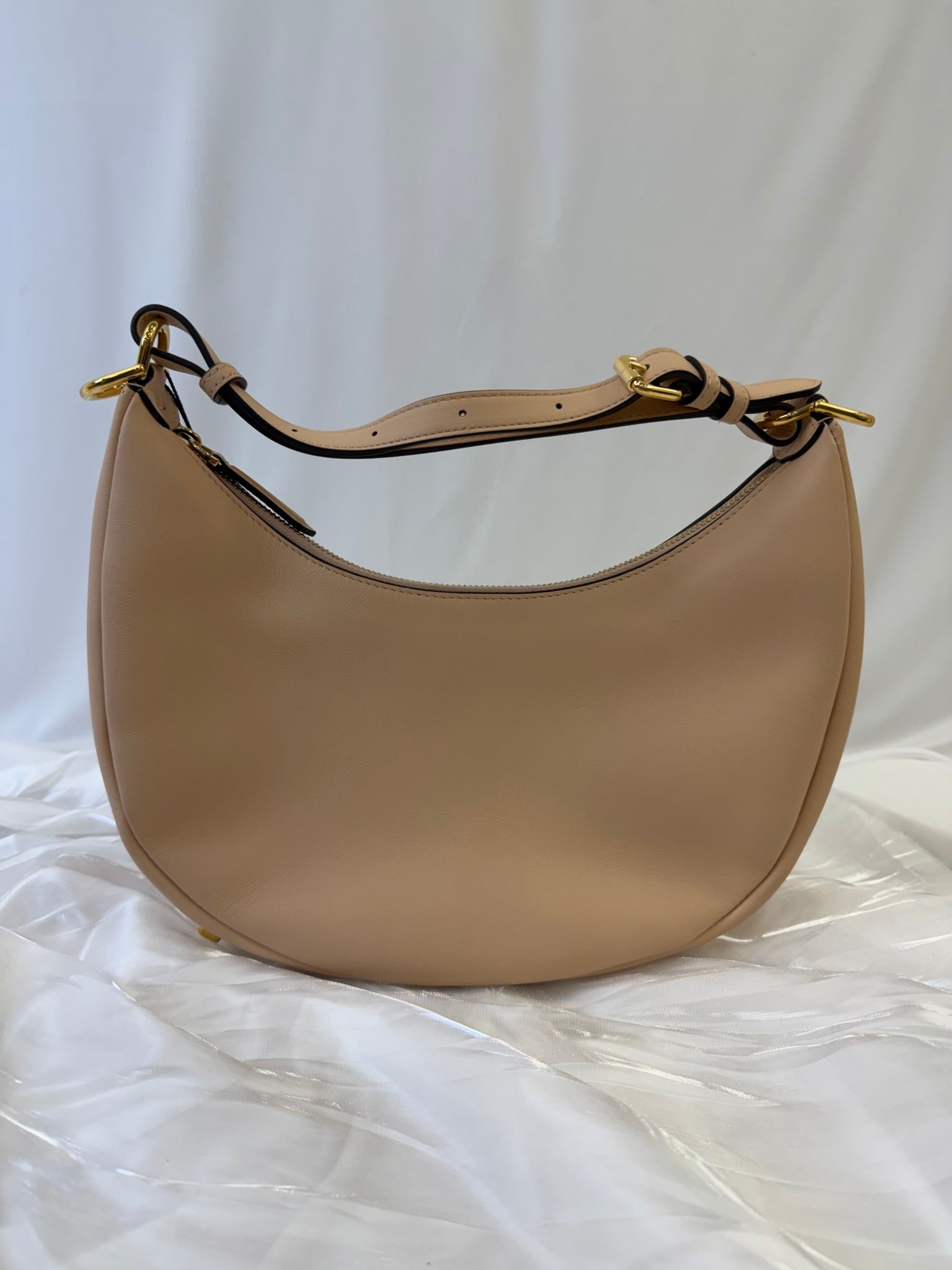 Fendi Nude Leather Fendigraphy Shoulder Bag