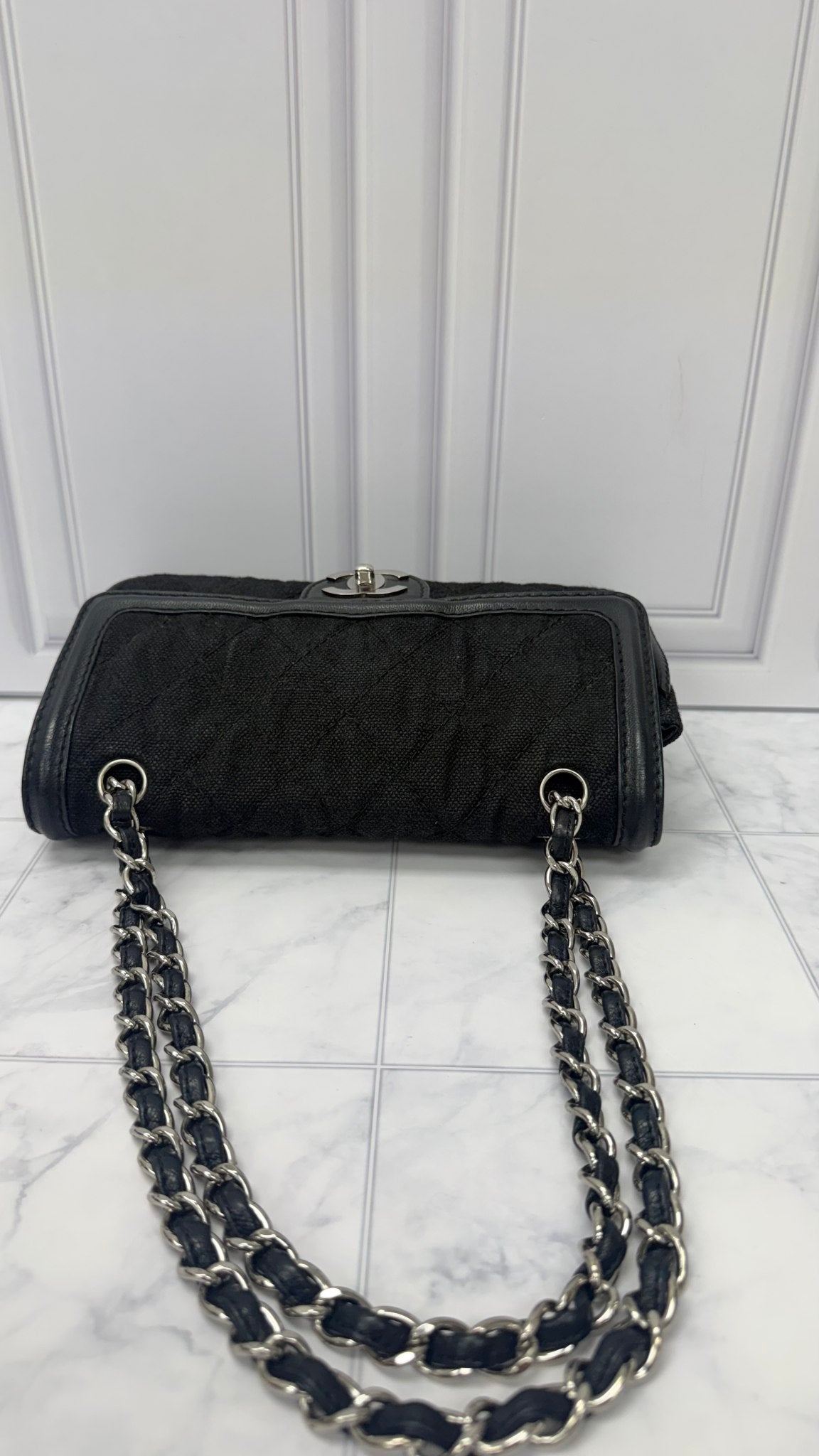 Chanel Black Canvas Double Flap Bag 