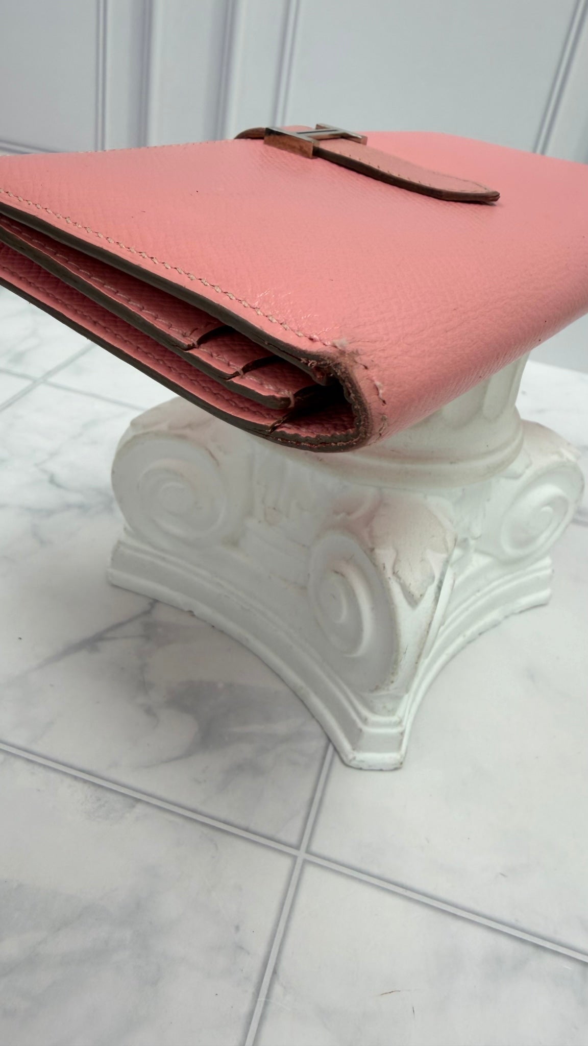 Hermes Pink Epsom Leather Bearn Wallet