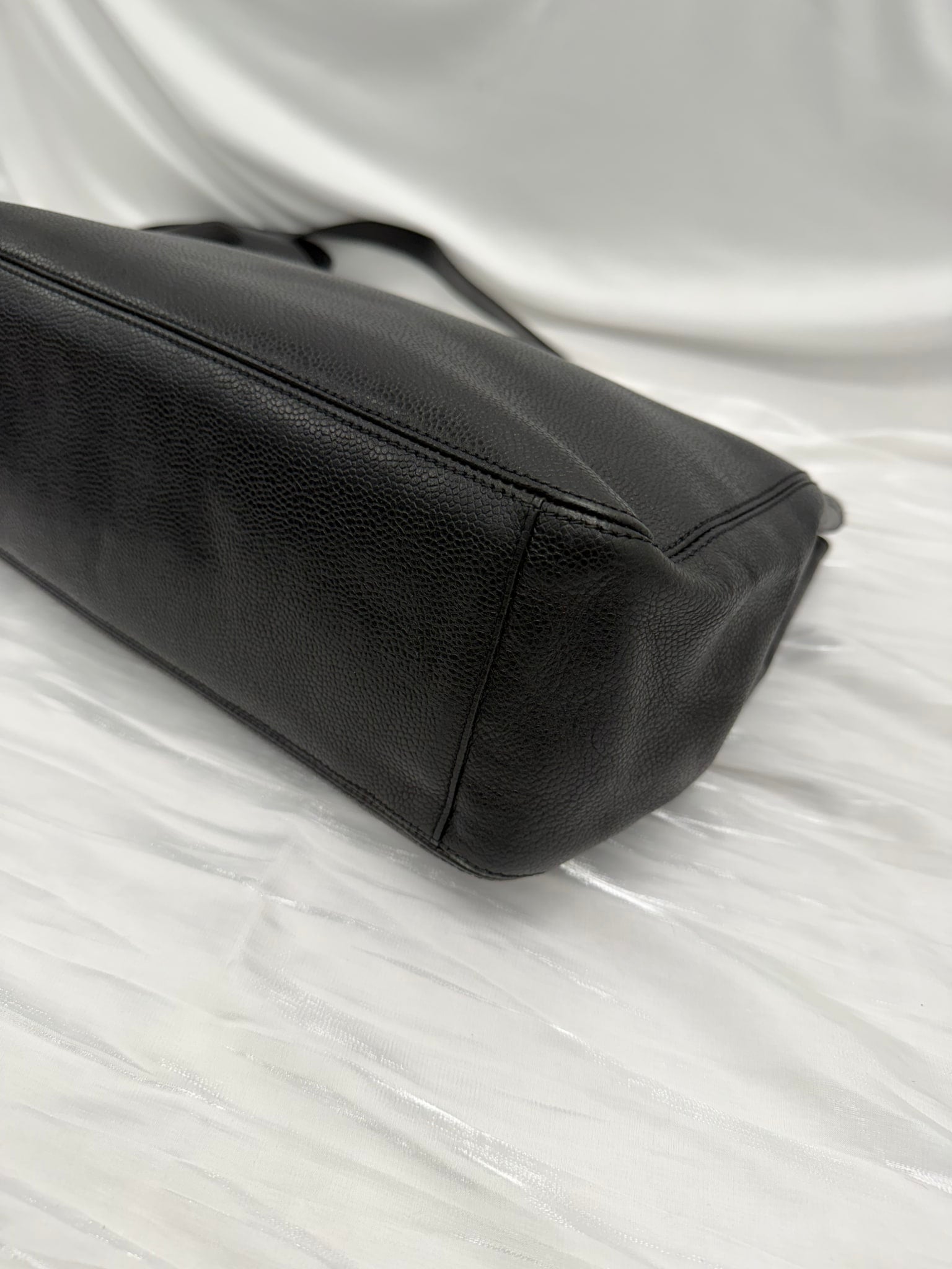 Chanel Black Caviar Leather 24K Chain Shoulder Tote