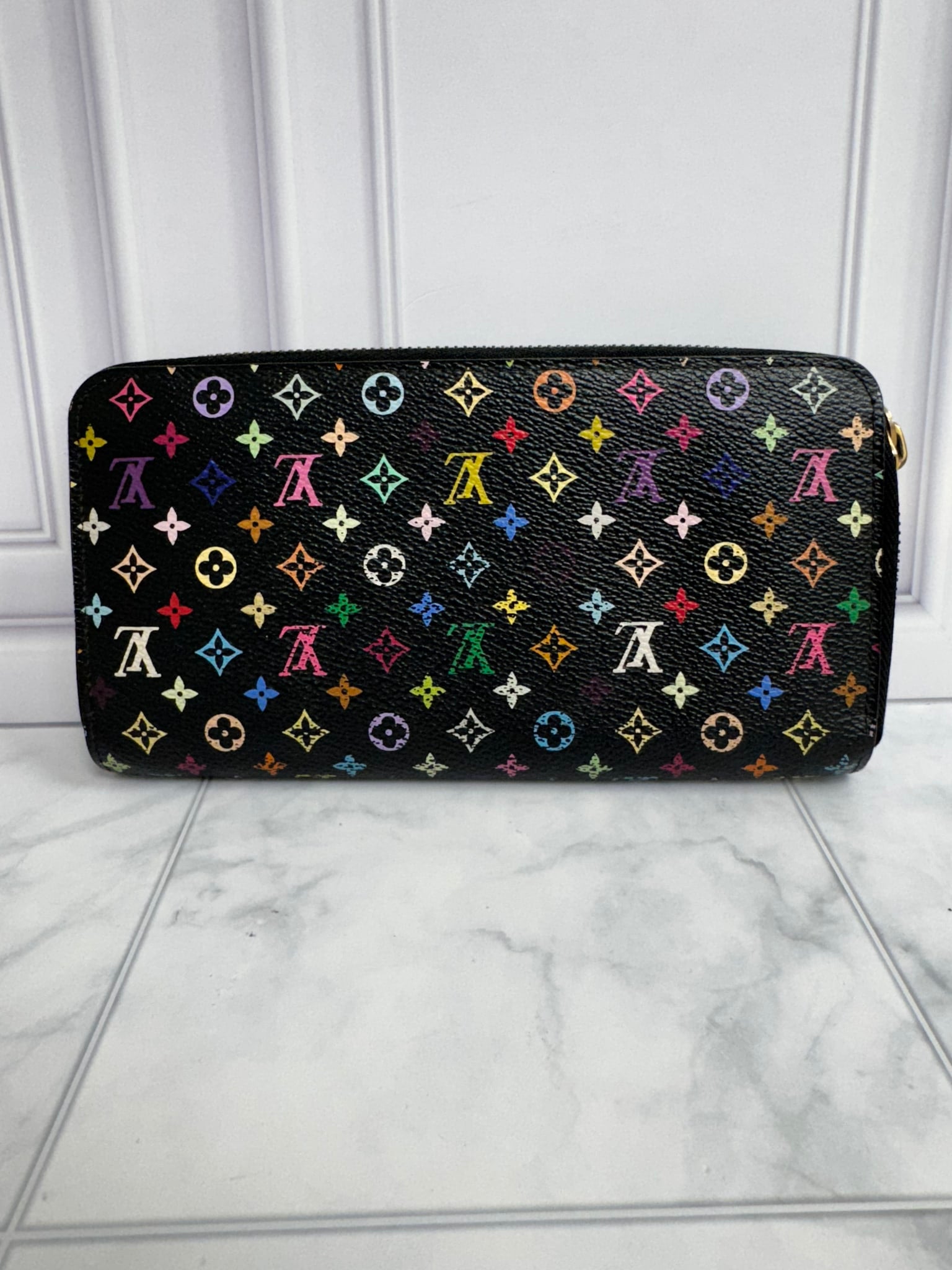 Louis Vuitton Black Murakami Long Zippy Wallet