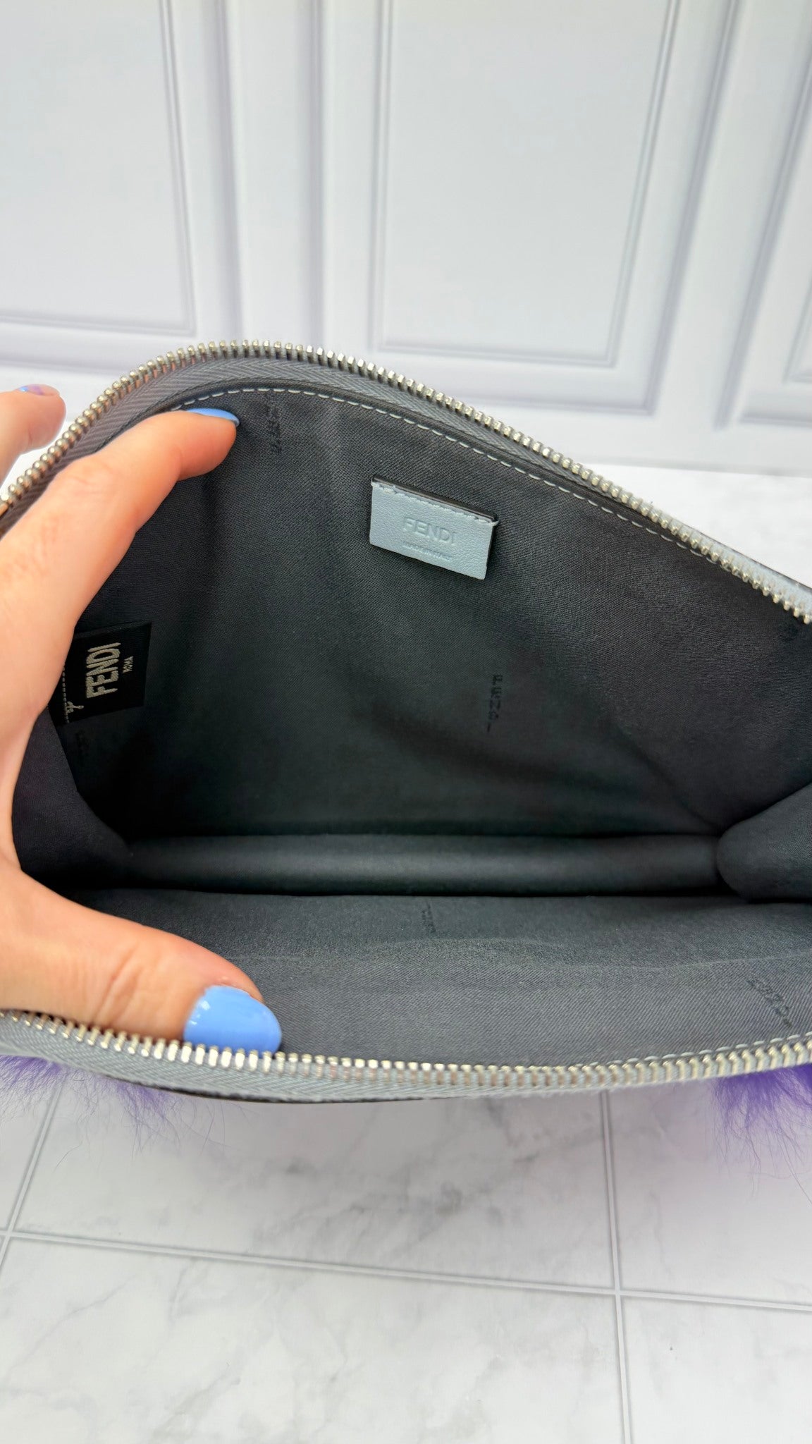 Fendi Blue Leather Monsters Crossbody Bag