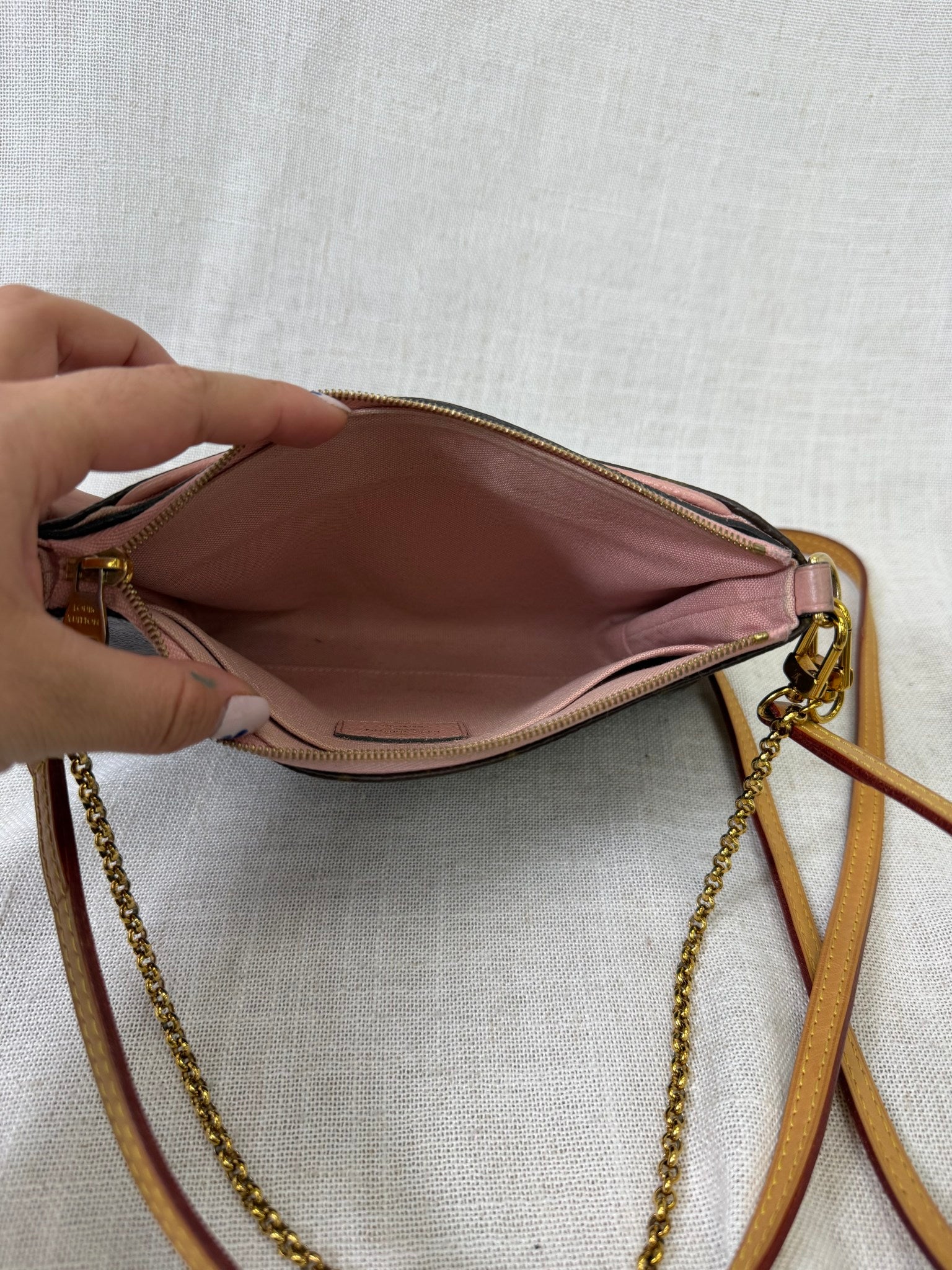 Louis Vuitton Pink Canvas Pallas Clutch Crossbody