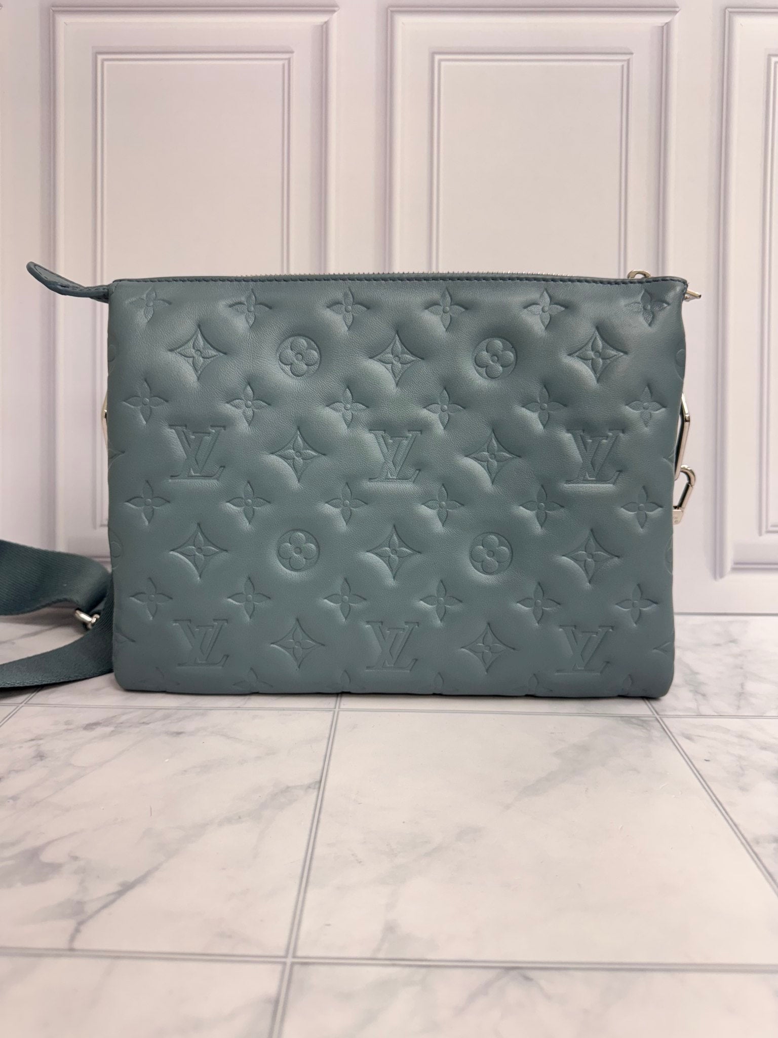 Louis Vuitton Blue Embossed Puffy Monogram Coussin PM  