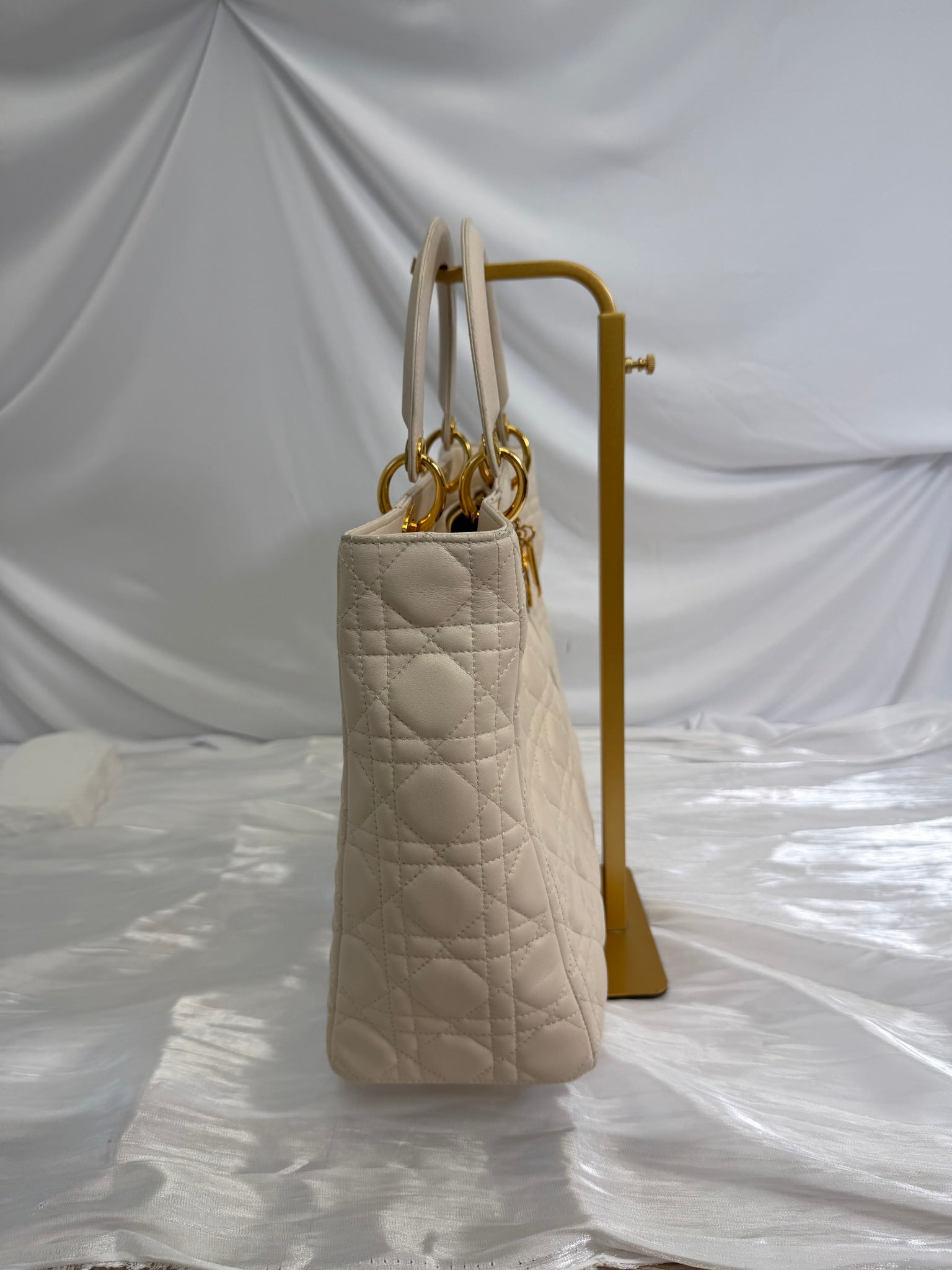 Christin Dior Cream Cannage Leather Large Lady Dior