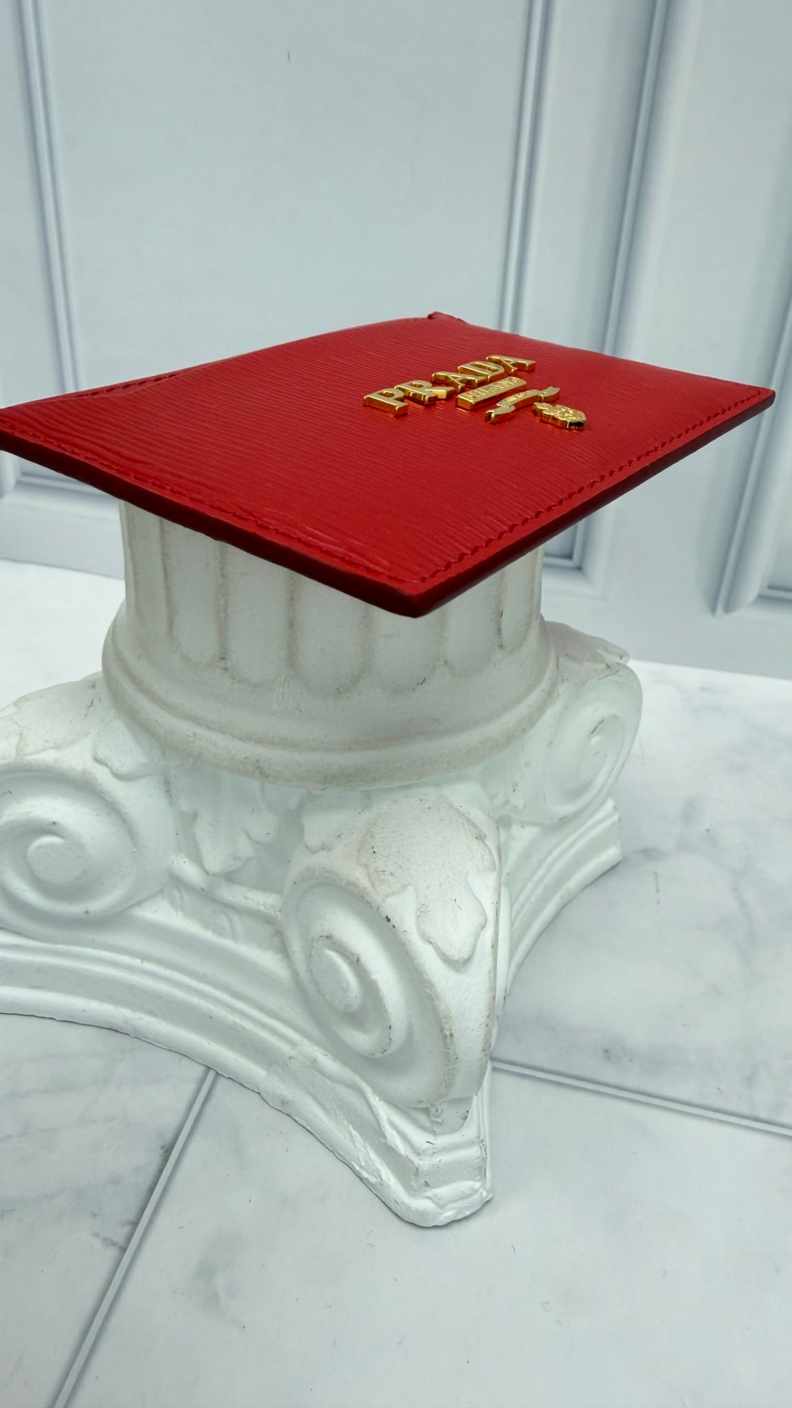 LIKE NEW- Prada Red Vitello Move Leather Card Case