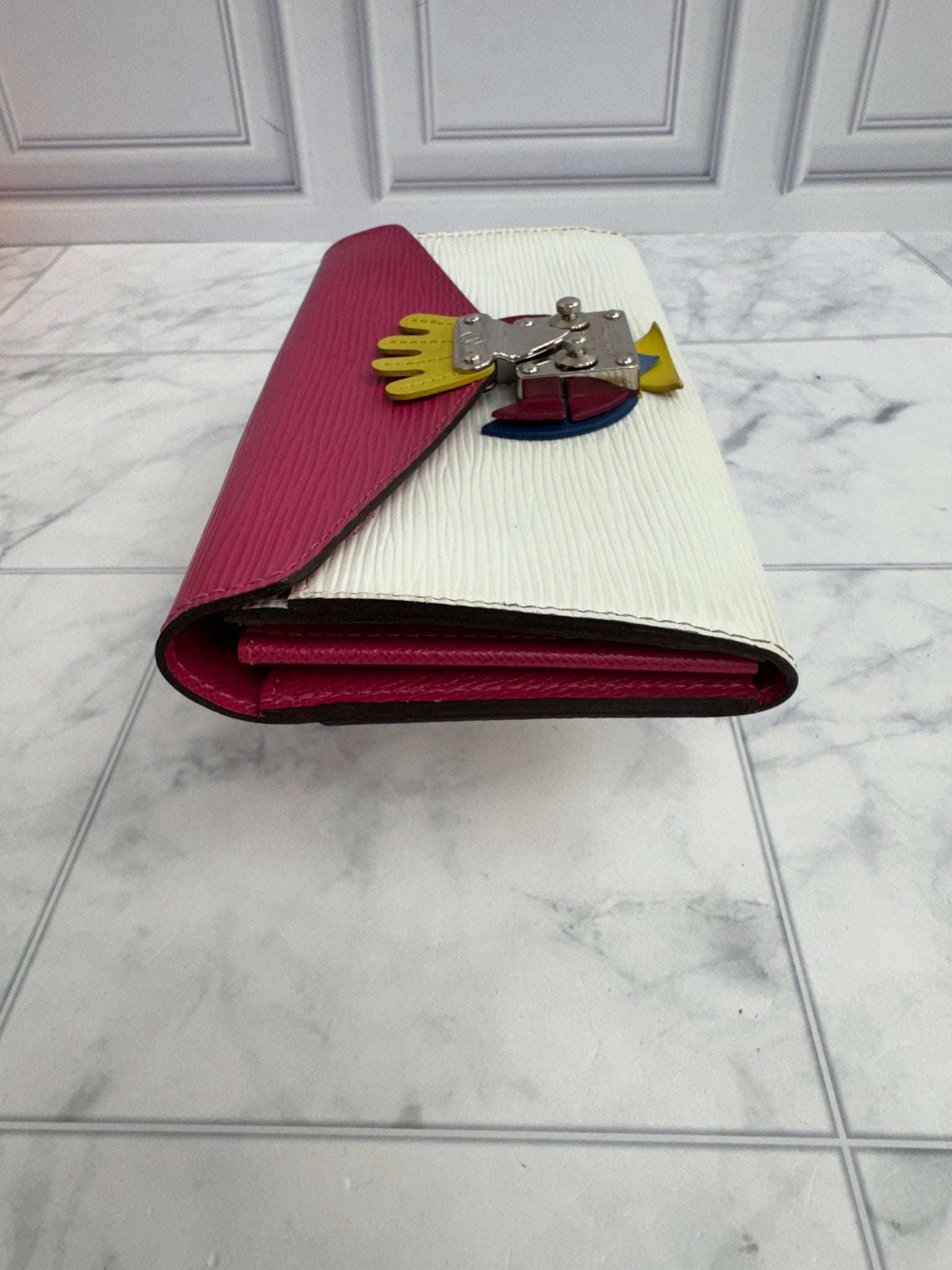 Louis Vuitton Pink And White Epi Tribal Mask Sarah Wallet