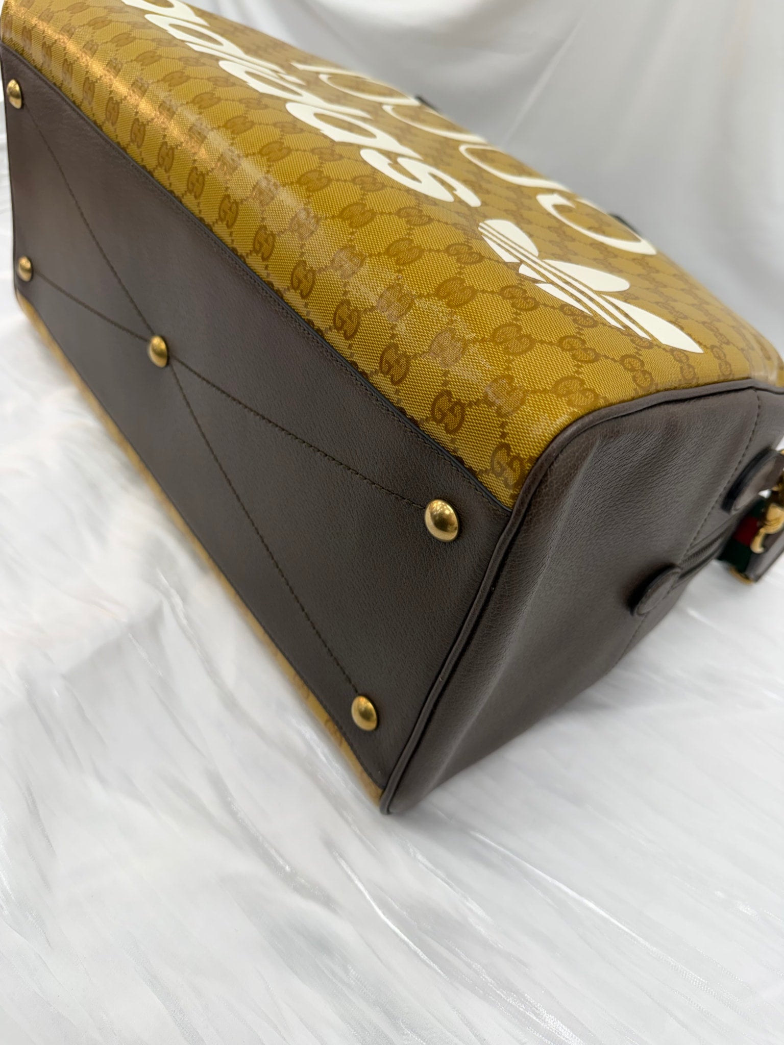 BRAND NEW- Gucci x Adidas GG Coated Canvas & Brown Leather Large Duffle Bag