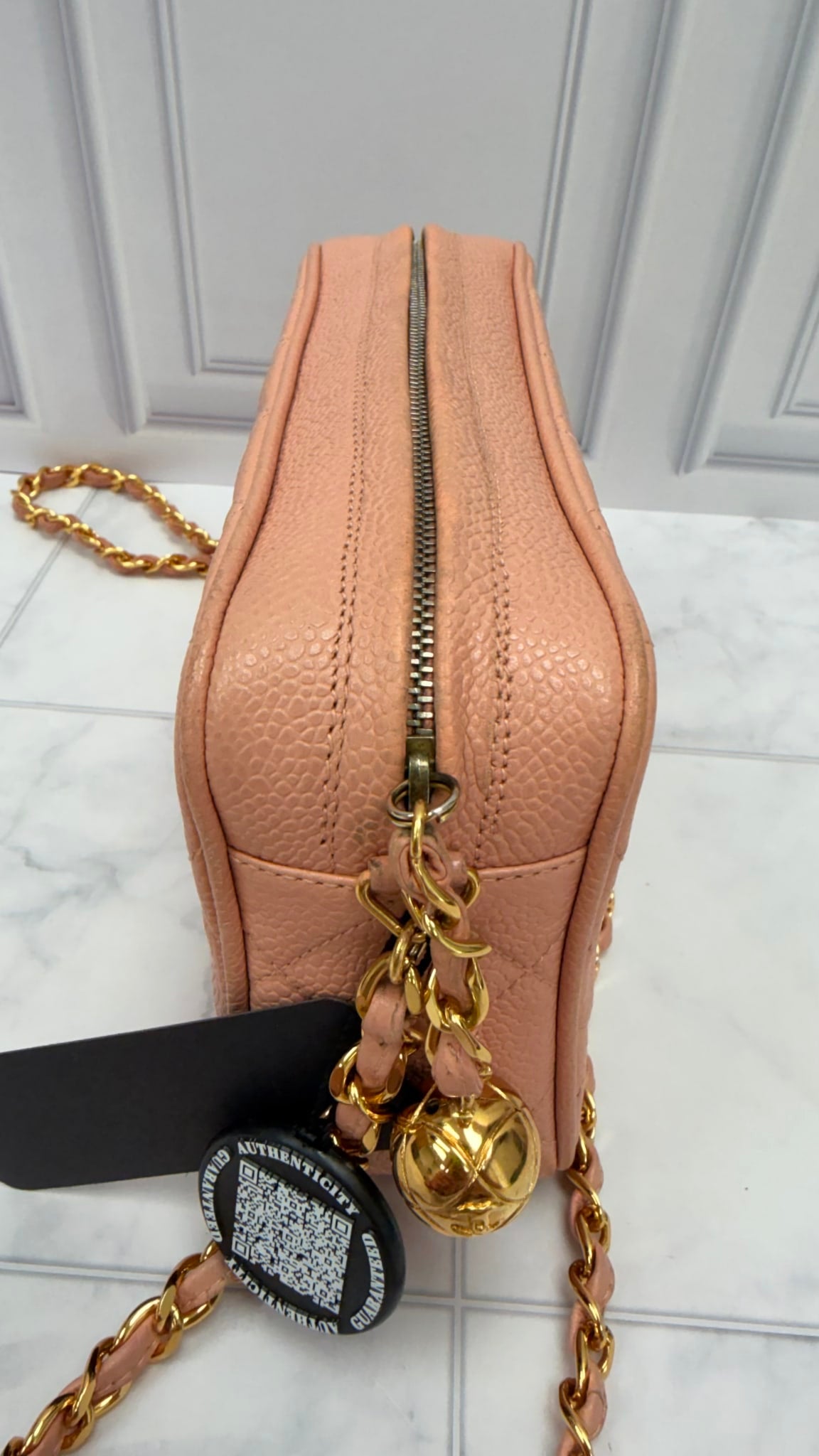 Chanel Vintage Rose Pink Quilted Caviar Camera Bag
