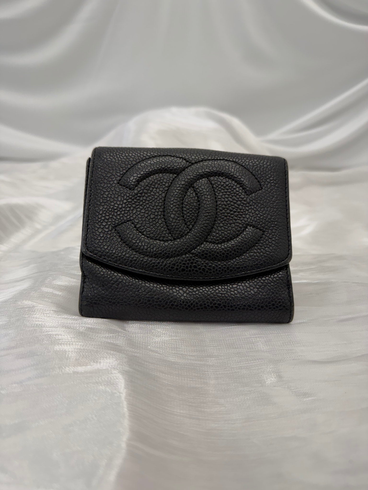 Chanel Black Caviar CC Compact Wallet