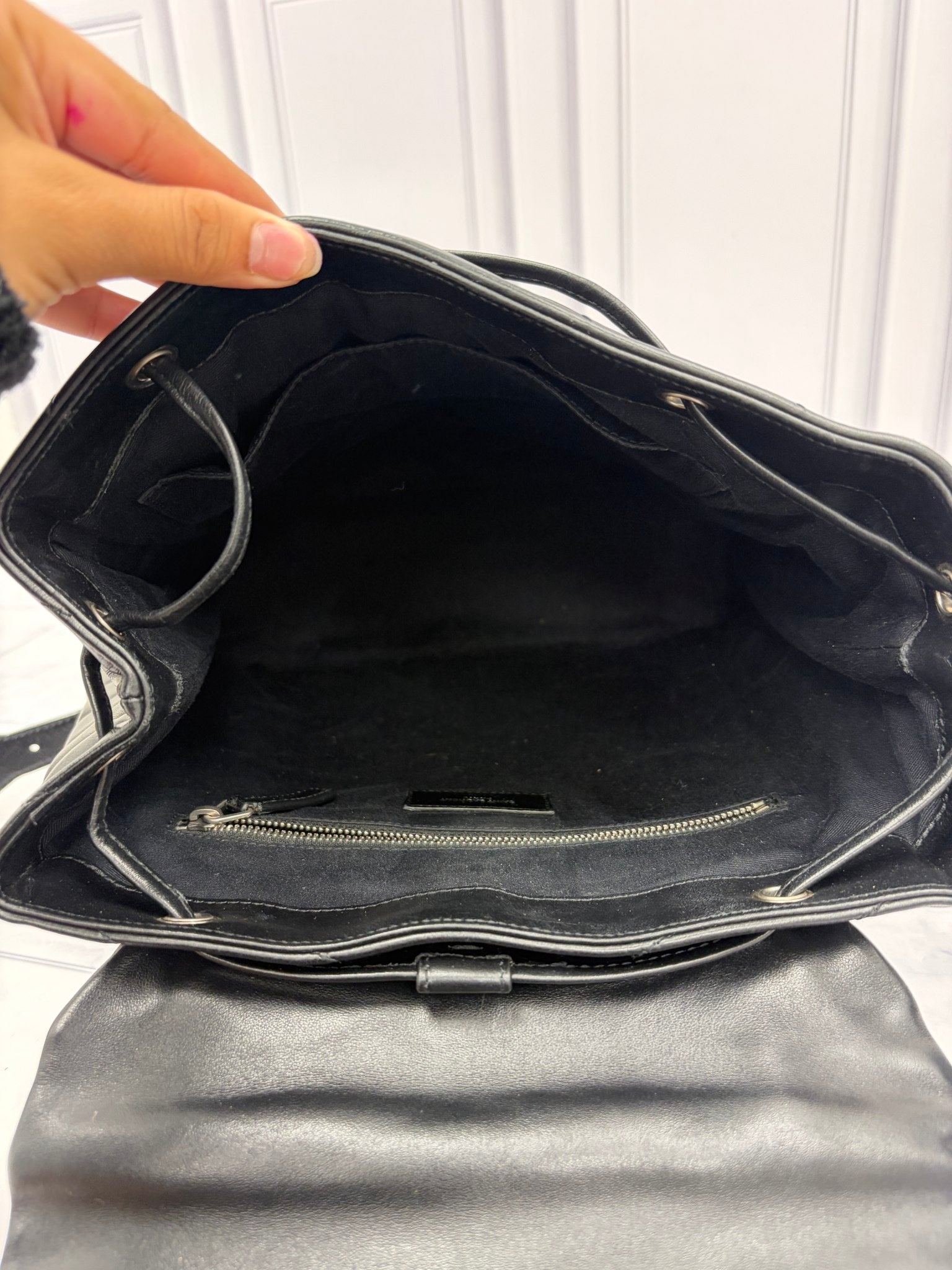 Saint Laurent YSL Black Quilted Leather Loulou Medium Backpack 