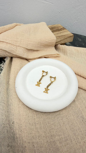 Celine Gold Tone Drop Earrings