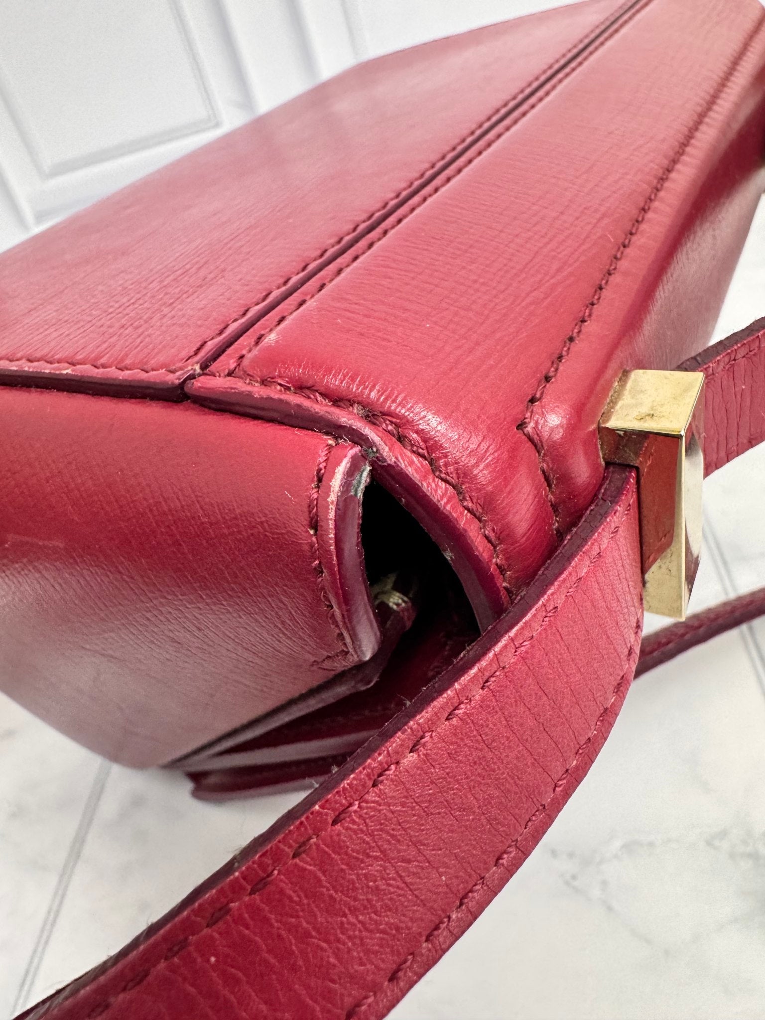 Givenchy Burgundy Leather Pandora Box Mini Crossbody Bag