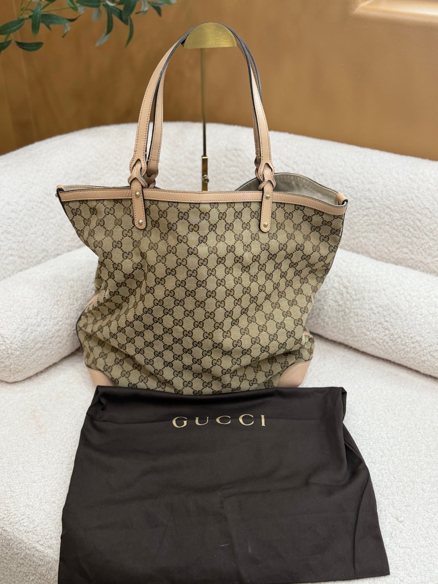 Gucci Brown Canvas GG Print Craft Tote Bag