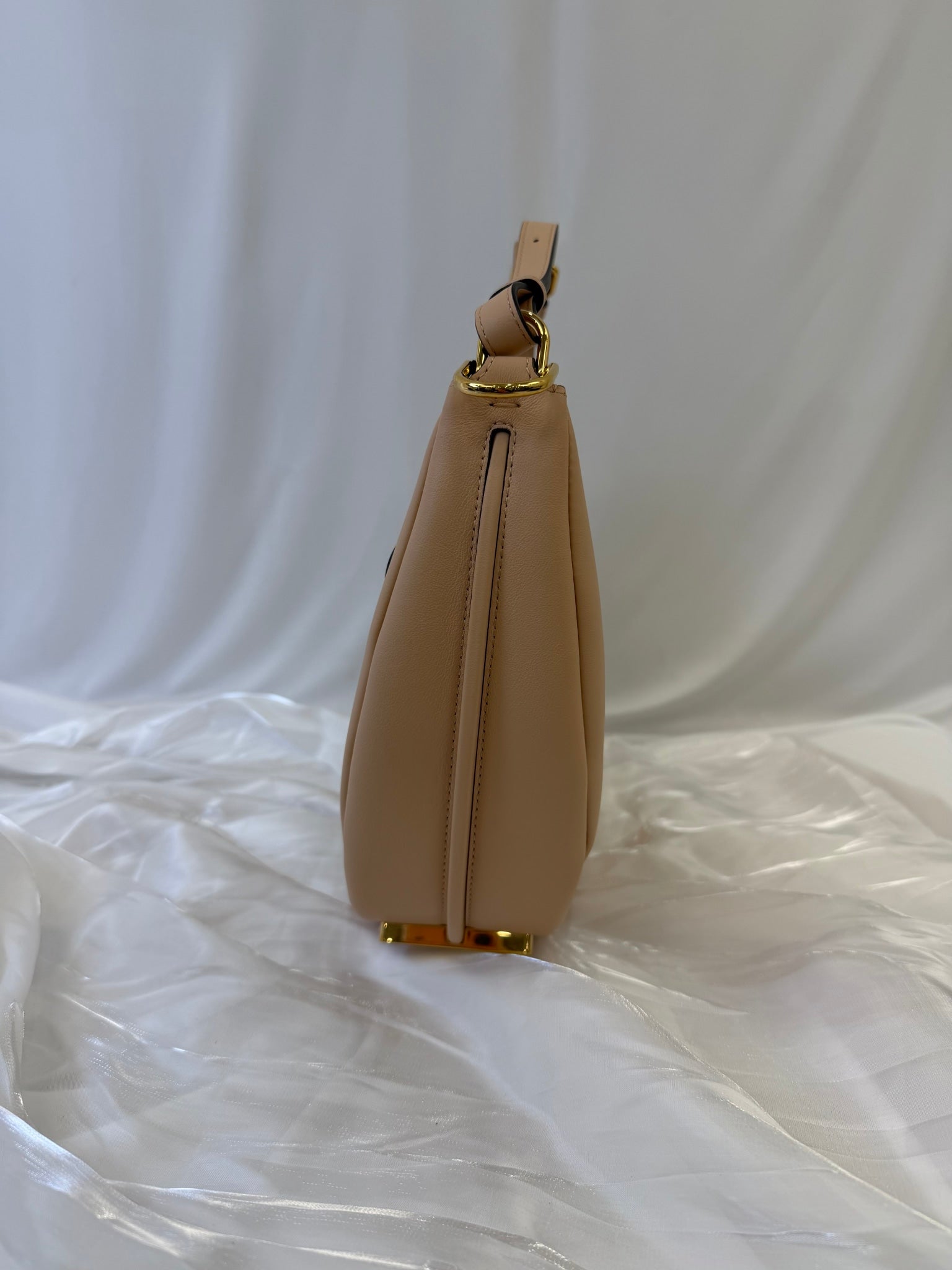 Fendi Nude Leather Fendigraphy Shoulder Bag