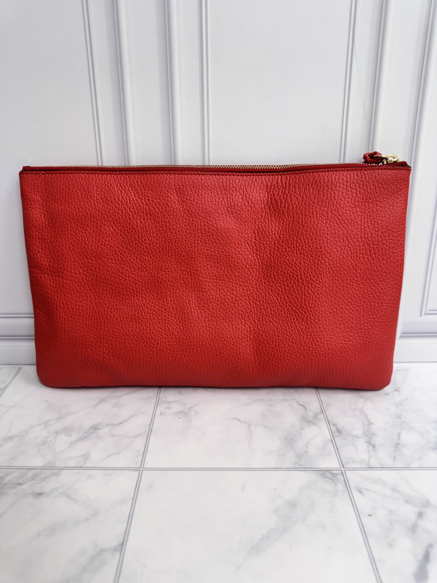 Gucci Red Pebbled Leather Clutch